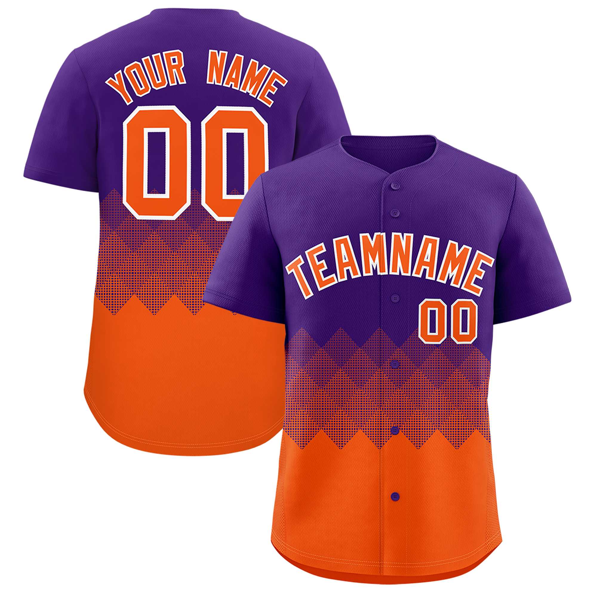 Custom Purple Orange Grid Blur Pattern Authentic Baseball Jersey| KXKSHOP