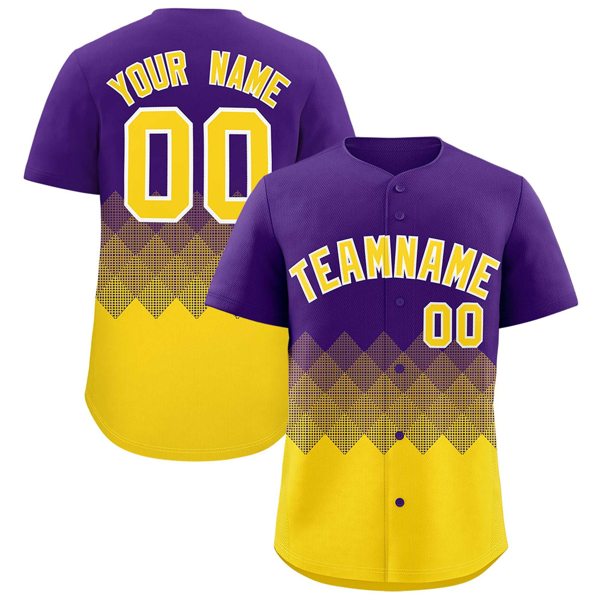 Custom Purple Gold Grid Blur Pattern Authentic Baseball Jersey| KXKSHOP