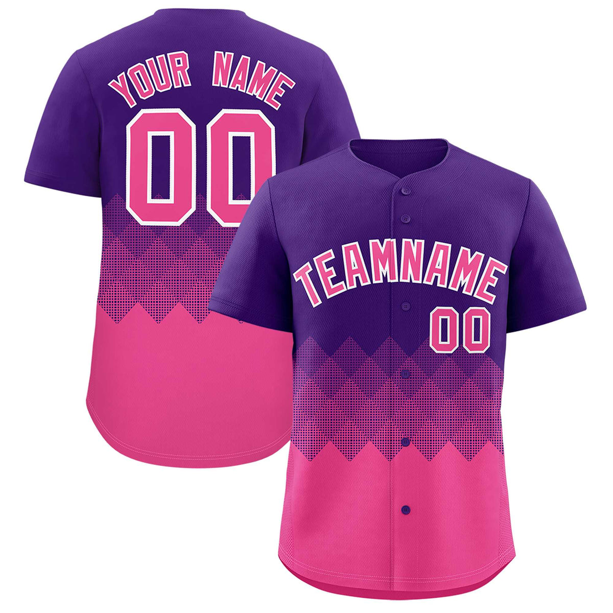 Custom Purple Pink Grid Blur Pattern Authentic Baseball Jersey| KXKSHOP