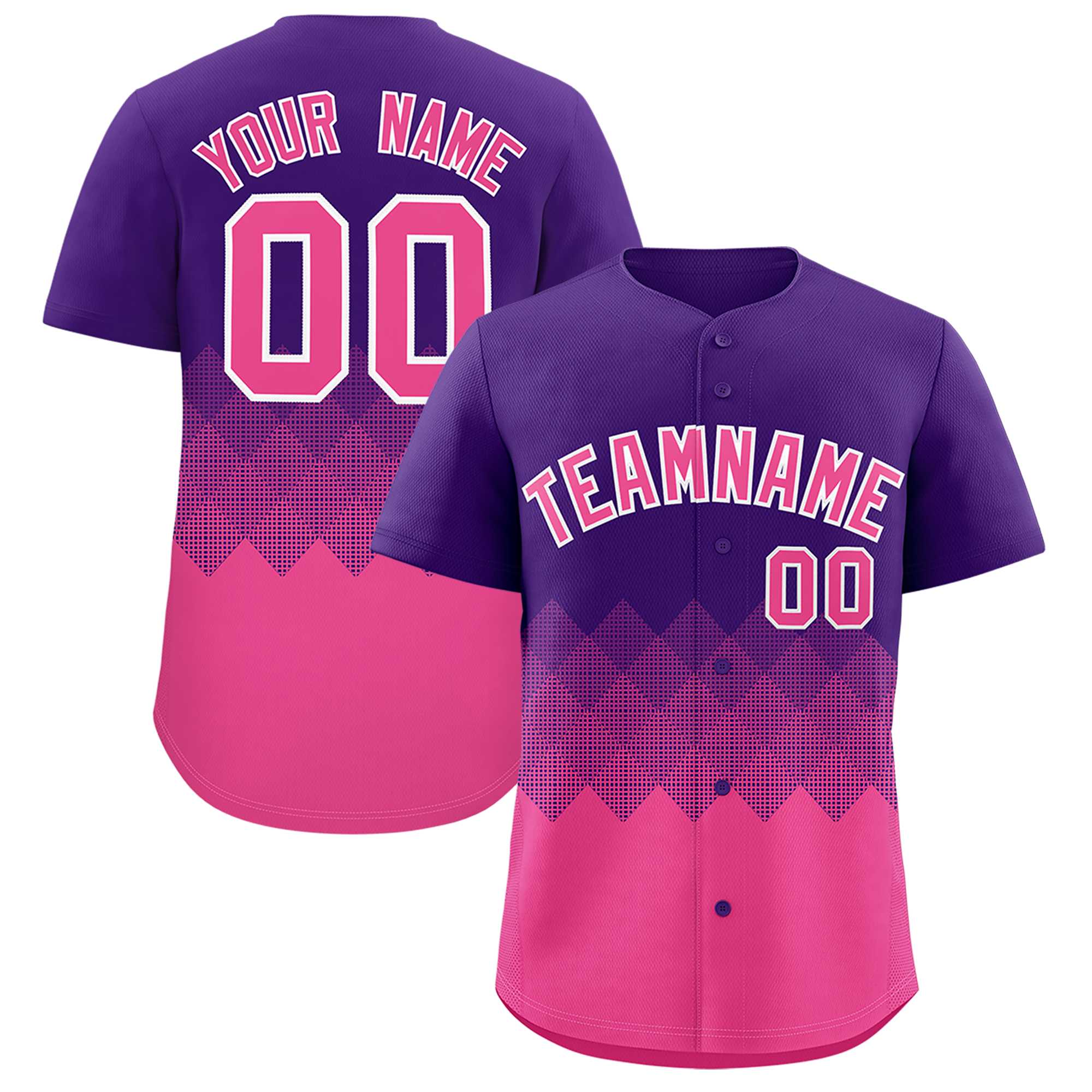 Custom Purple Pink Grid Blur Pattern Authentic Baseball Jersey| KXKSHOP