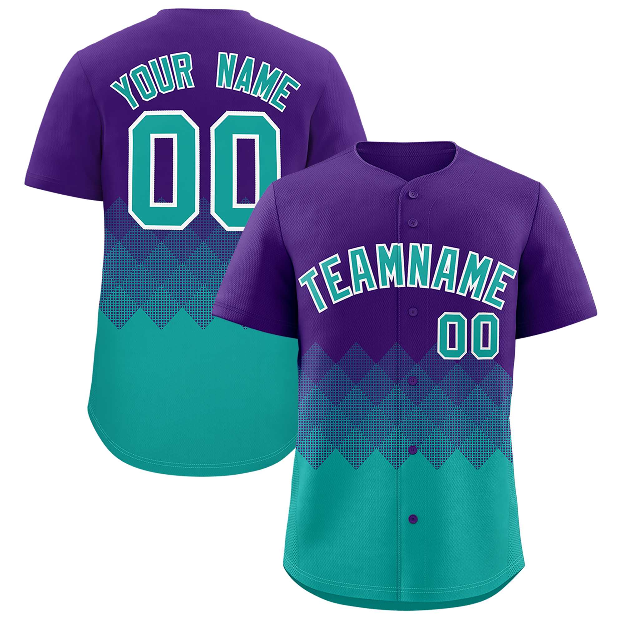 Custom Purple Aqua Grid Blur Pattern Authentic Baseball Jersey| KXKSHOP
