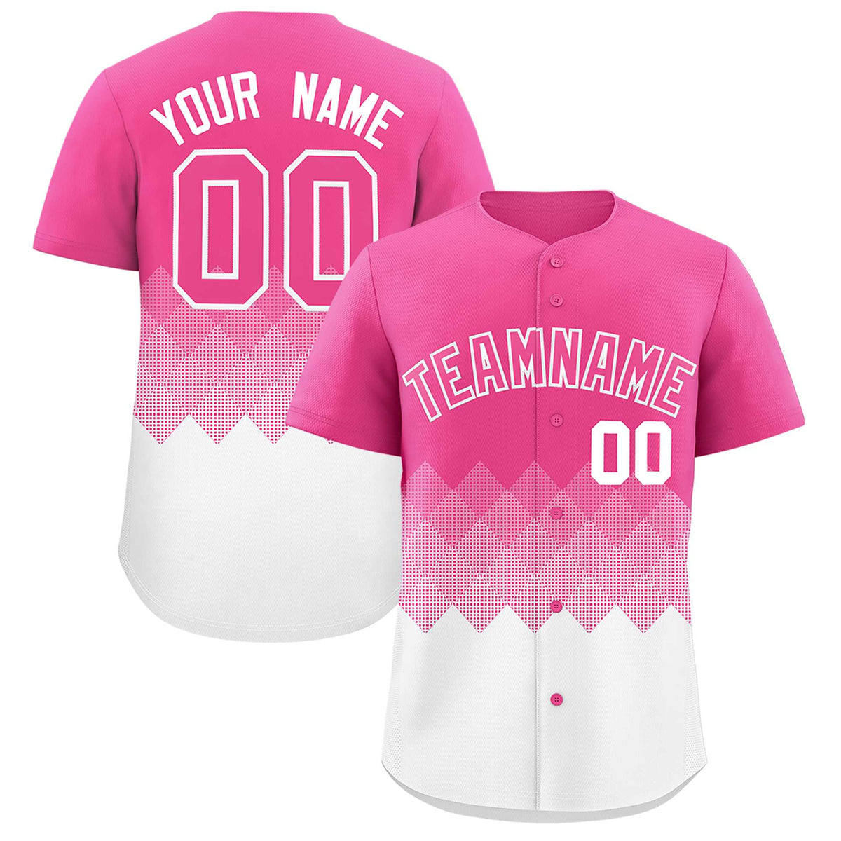 Custom Pink White Grid Blur Pattern Authentic Baseball Jersey| KXKSHOP