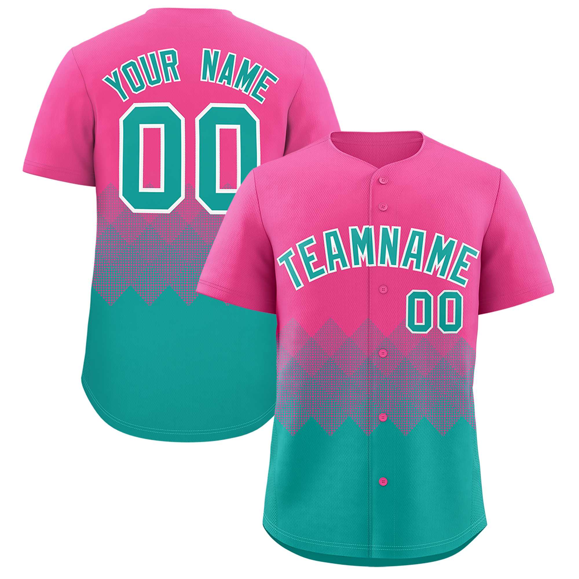 Custom Pink Aqua Grid Blur Pattern Authentic Baseball Jersey| KXKSHOP