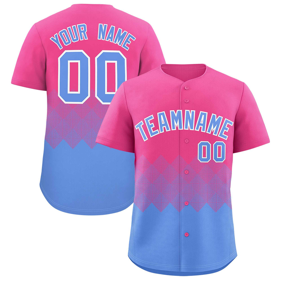 Custom Pink Light Blue Grid Blur Pattern Authentic Baseball Jersey| KXKSHOP