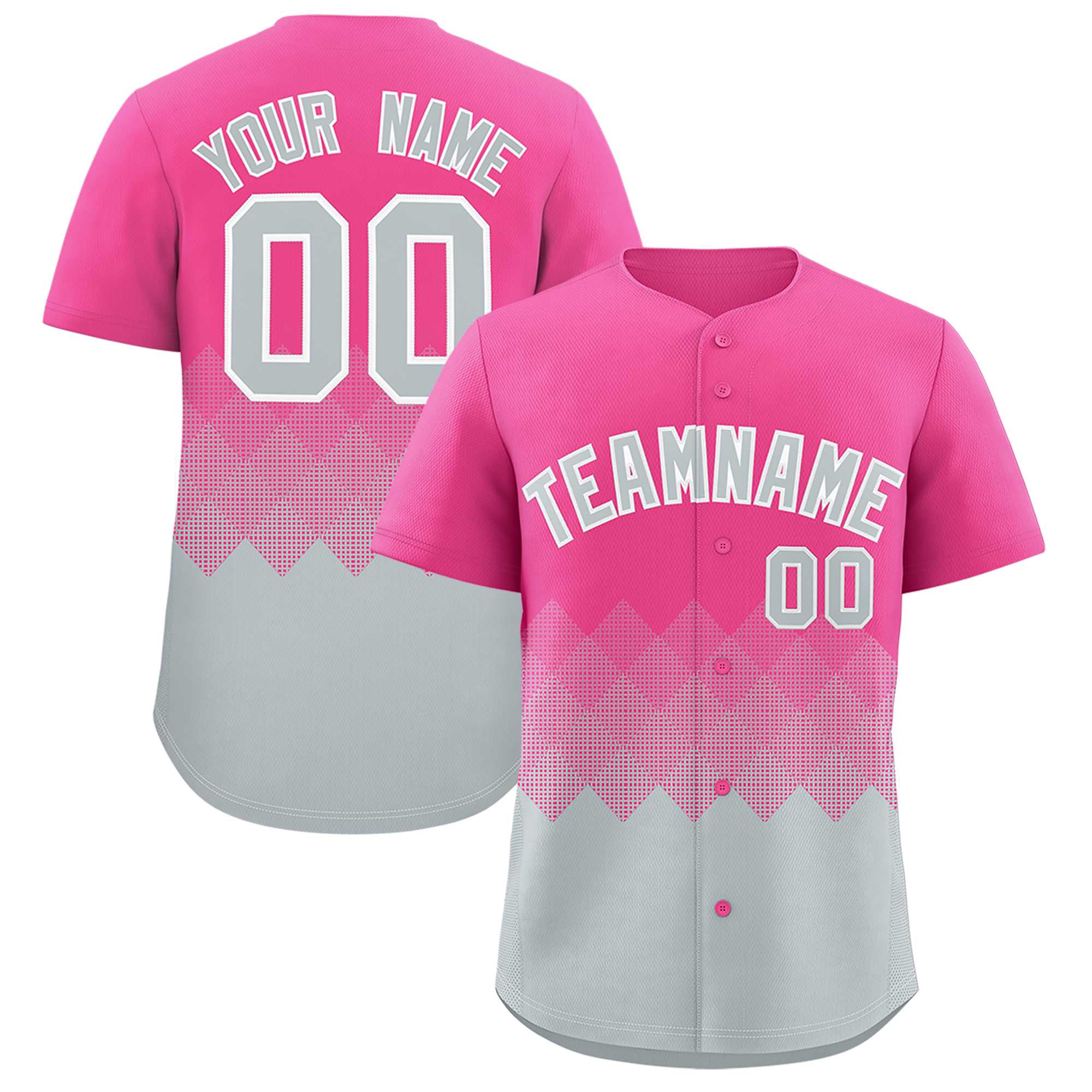 Custom Pink Silver Grid Blur Pattern Authentic Baseball Jersey| KXKSHOP