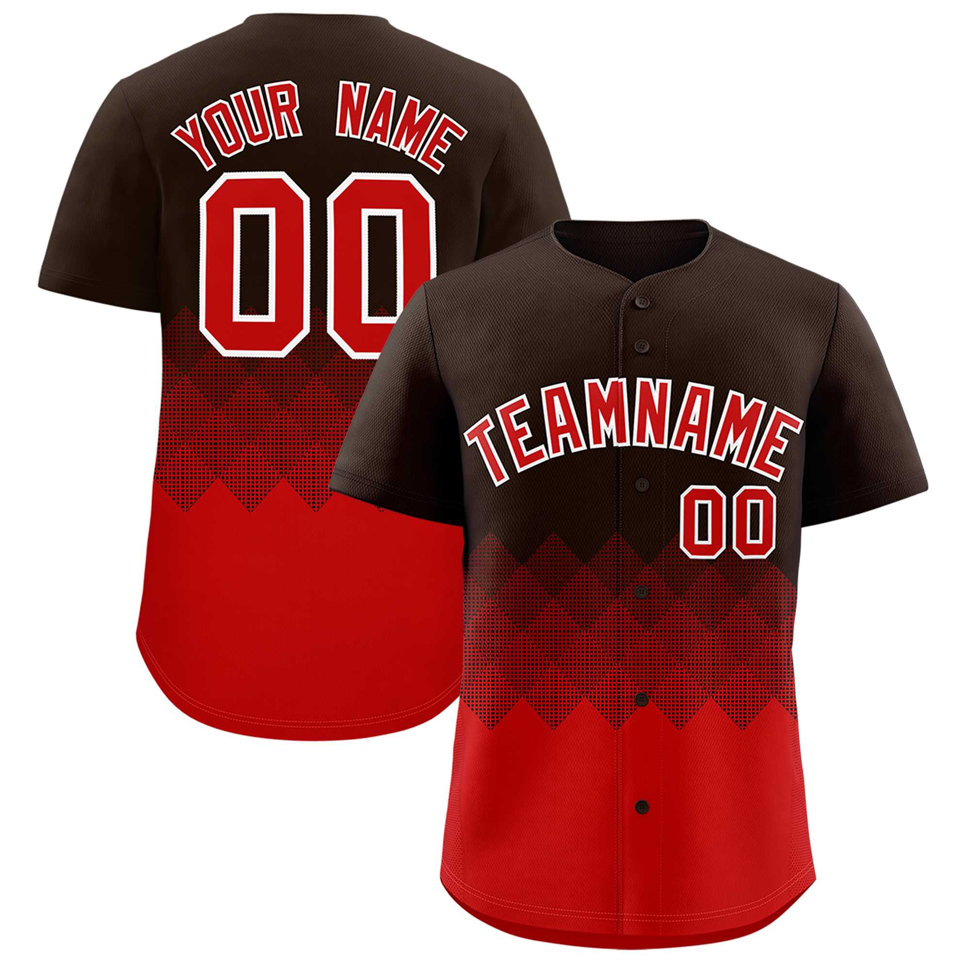 Custom Brown Red Grid Blur Pattern Authentic Baseball Jersey| KXKSHOP