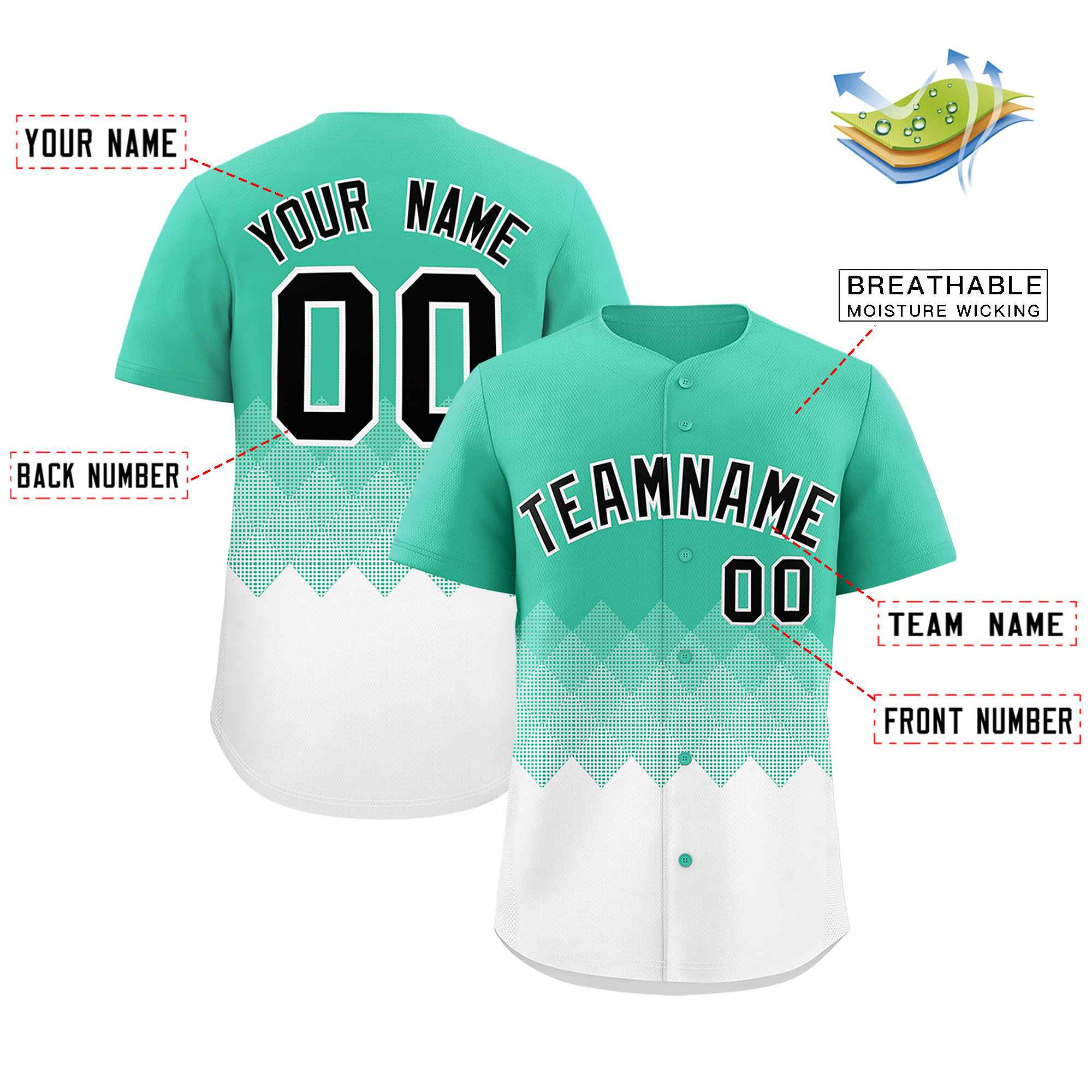Custom Bright Green White Grid Blur Pattern Authentic Baseball Jersey| KXKSHOP