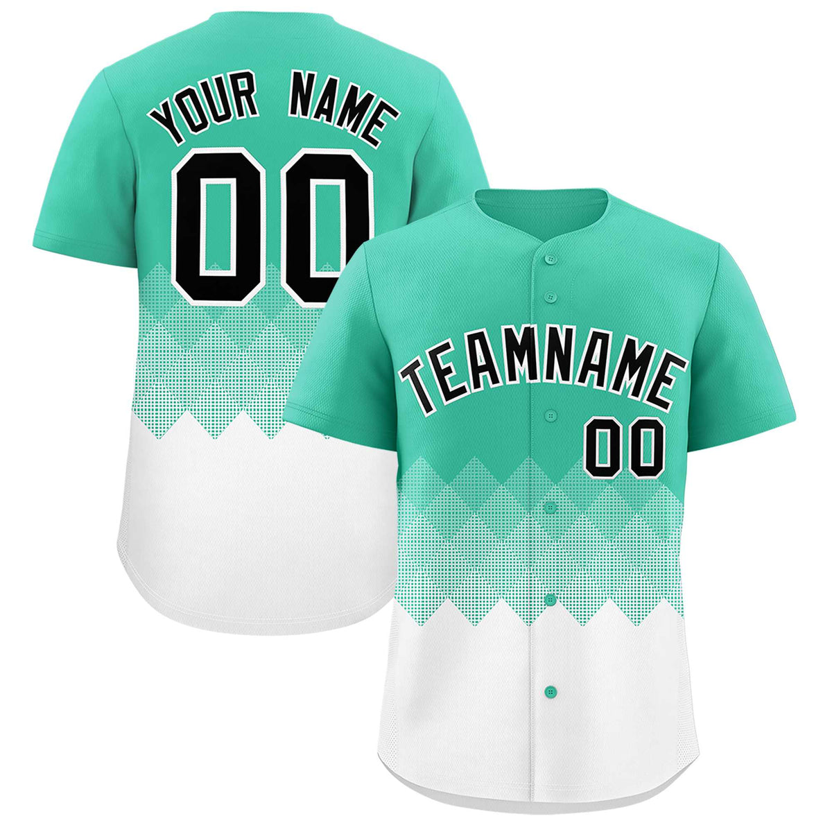 Custom Bright Green White Grid Blur Pattern Authentic Baseball Jersey| KXKSHOP