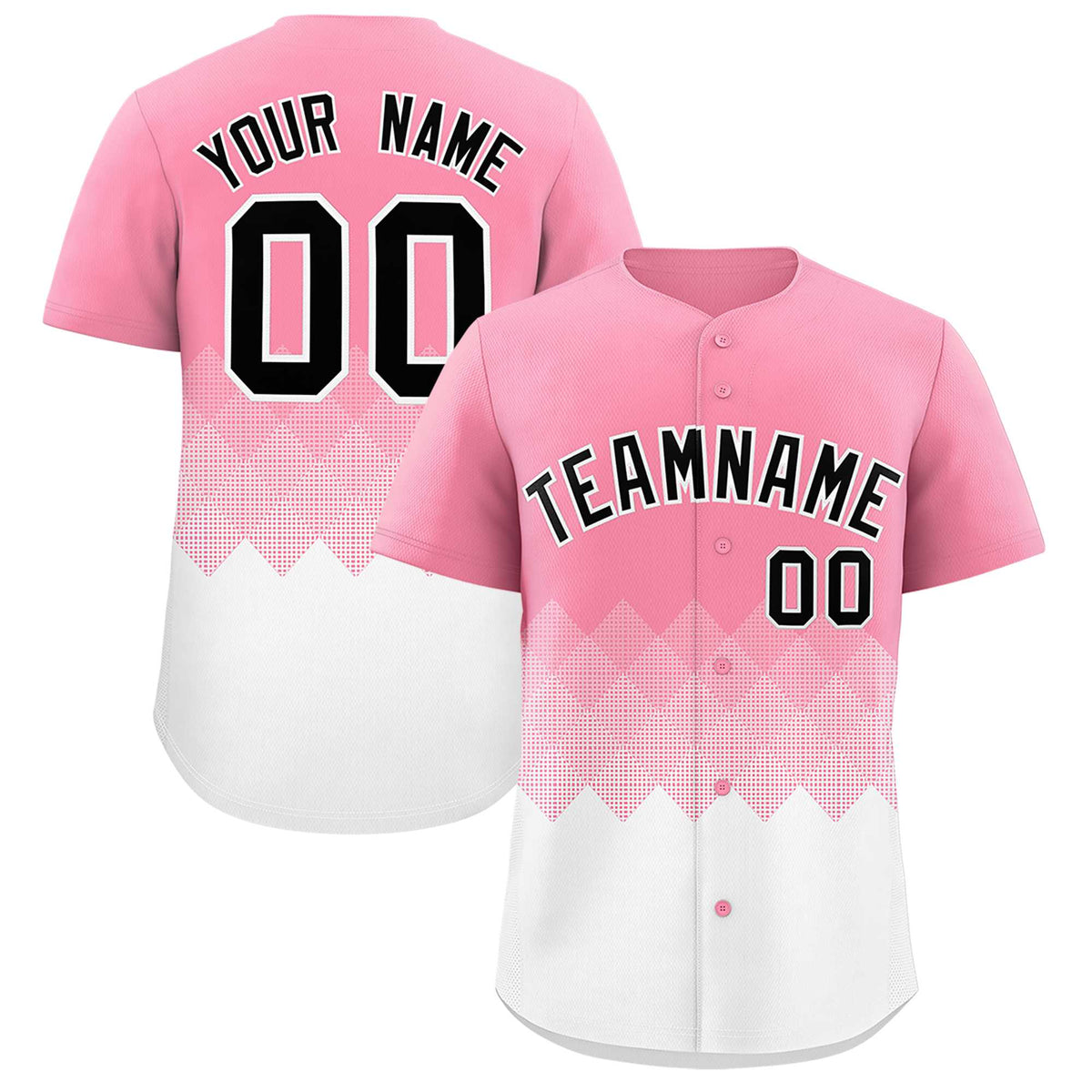 Custom Light Pink White Grid Blur Pattern Authentic Baseball Jersey| KXKSHOP