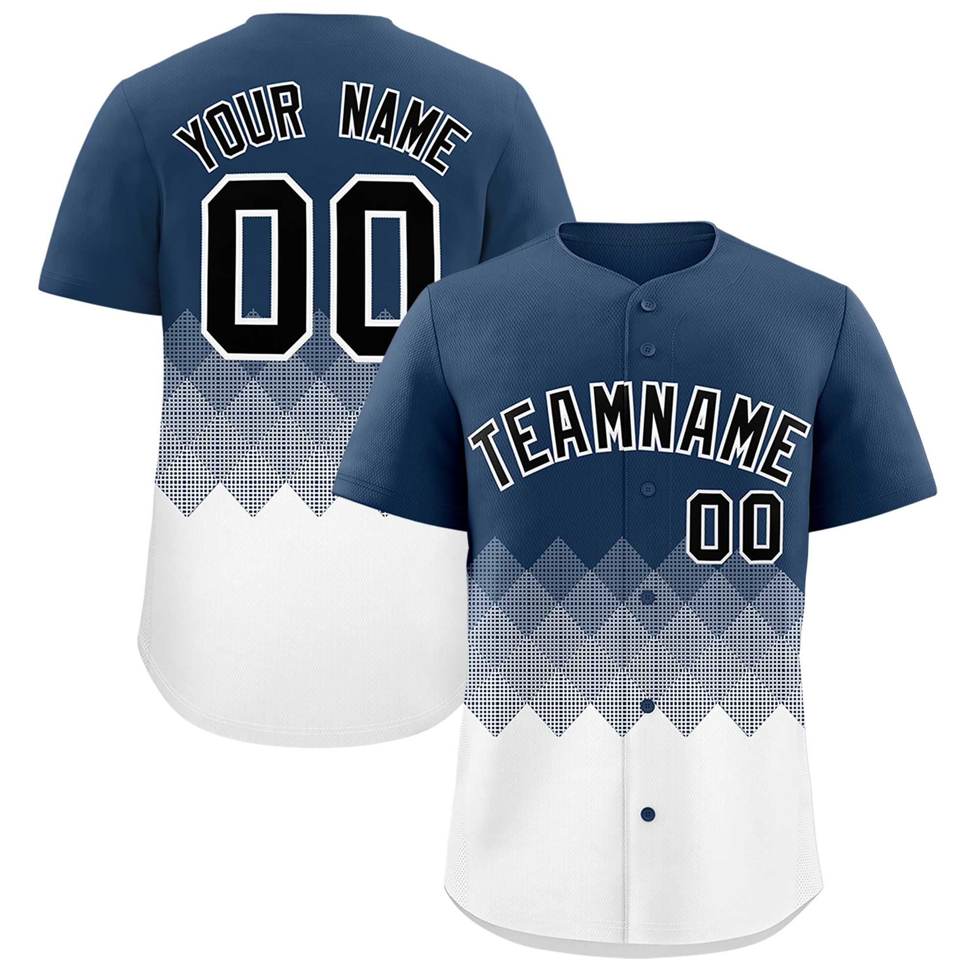Custom Midnight Blue White Grid Blur Pattern Authentic Baseball Jersey| KXKSHOP