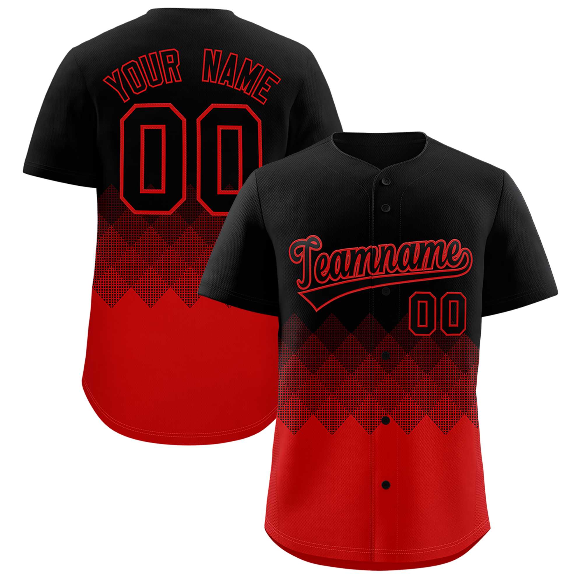 Custom Black Red Grid Blur Pattern Authentic Baseball Jersey| KXKSHOP