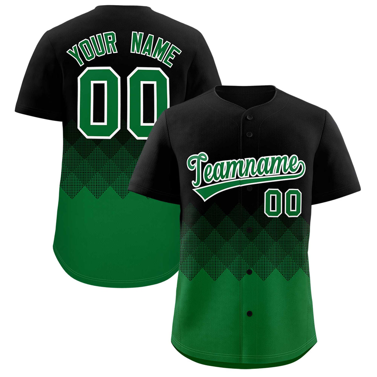 Custom Black Kelly Green Grid Blur Pattern Authentic Baseball Jersey| KXKSHOP