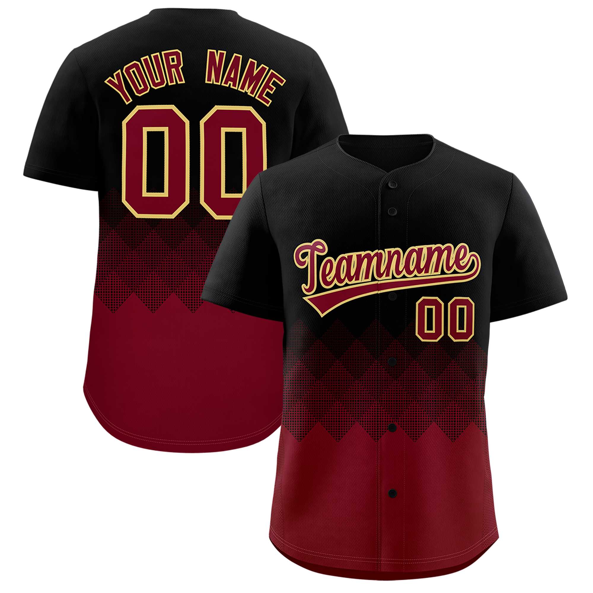 Custom Black Crimson Grid Blur Pattern Authentic Baseball Jersey| KXKSHOP