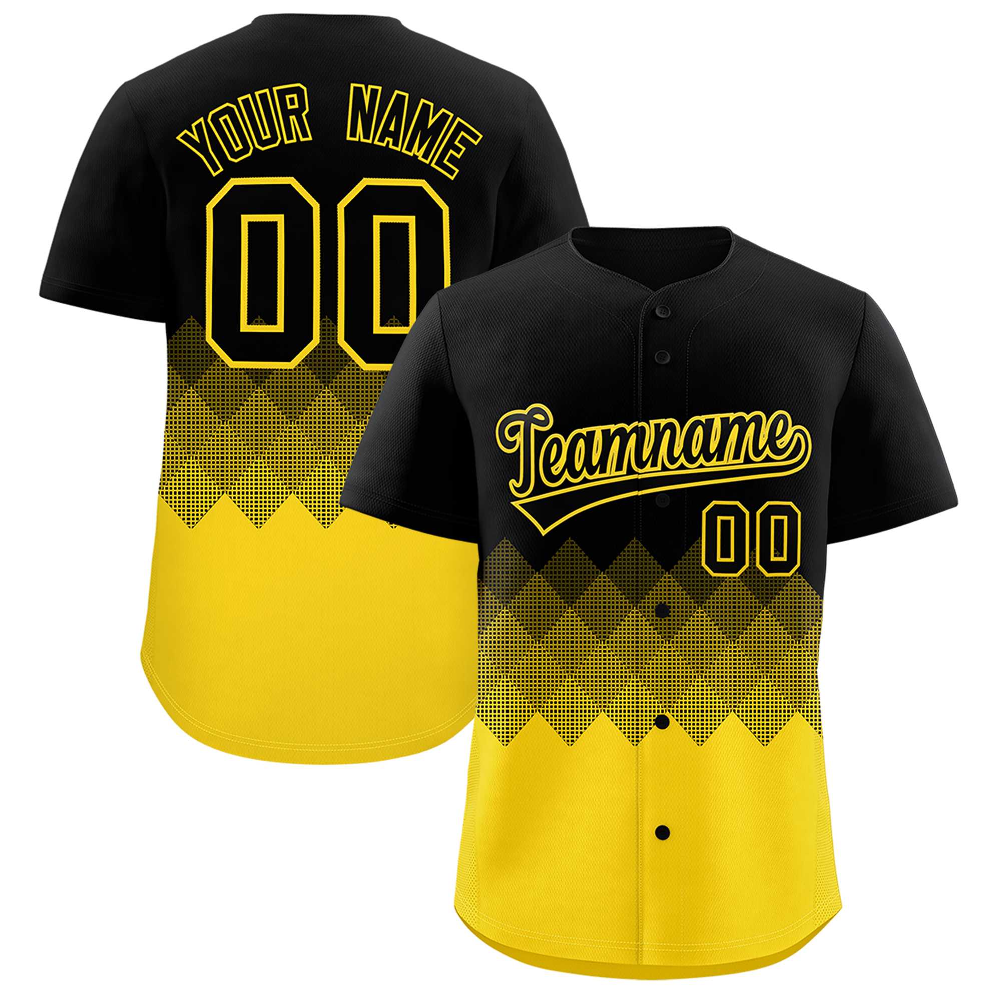 Custom Black Gold Grid Blur Pattern Authentic Baseball Jersey| KXKSHOP