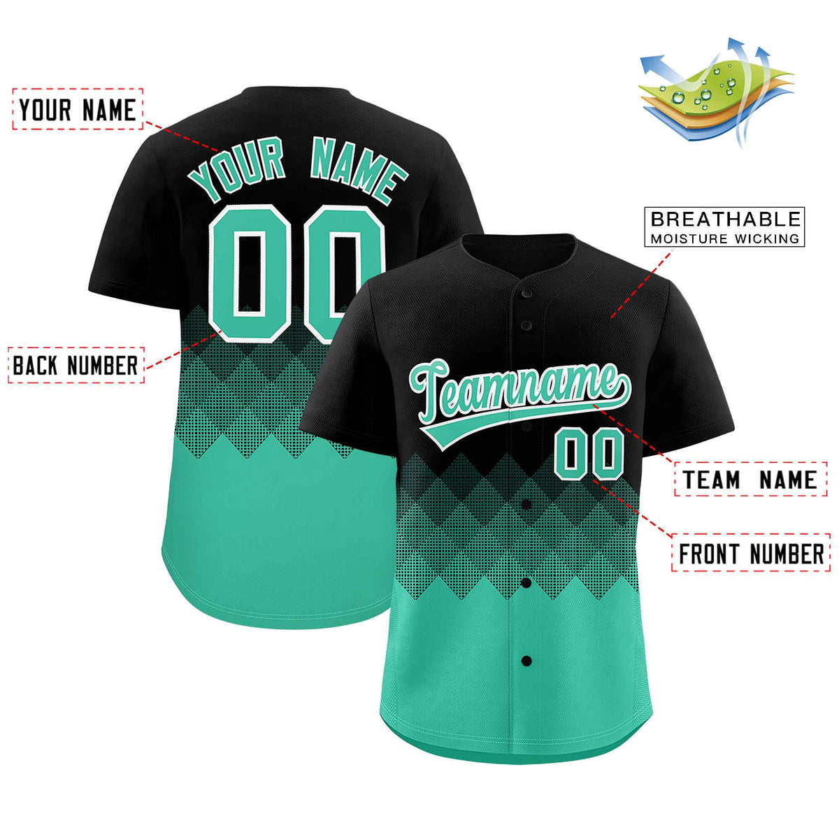 Custom Black Bright Green Grid Blur Pattern Authentic Baseball Jersey| KXKSHOP