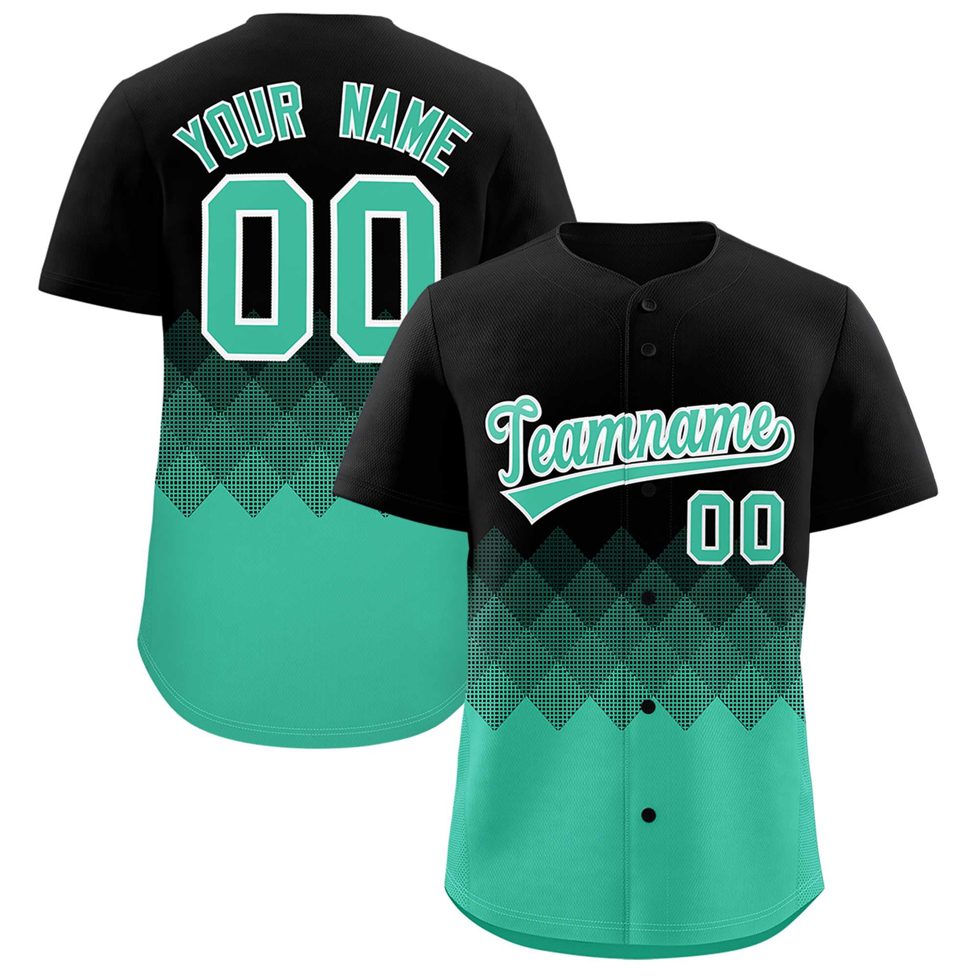 Custom Black Bright Green Grid Blur Pattern Authentic Baseball Jersey| KXKSHOP
