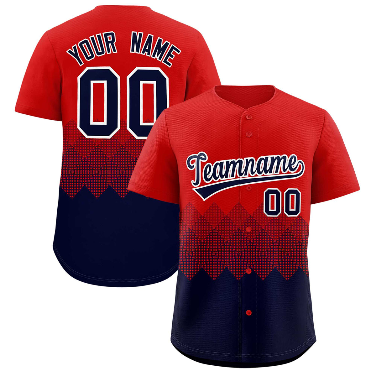 Custom Red Navy Grid Blur Pattern Authentic Baseball Jersey| KXKSHOP