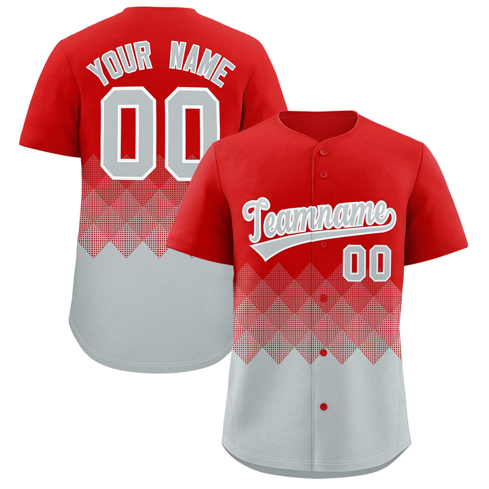 Custom Red Silver Grid Blur Pattern Authentic Baseball Jersey| KXKSHOP