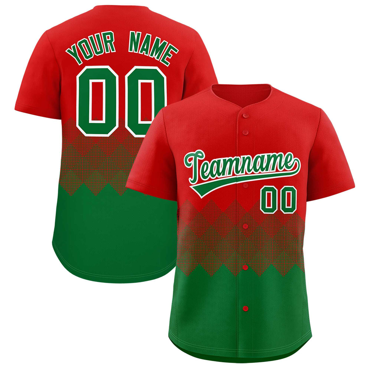 Custom Red Kelly Green Grid Blur Pattern Authentic Baseball Jersey| KXKSHOP