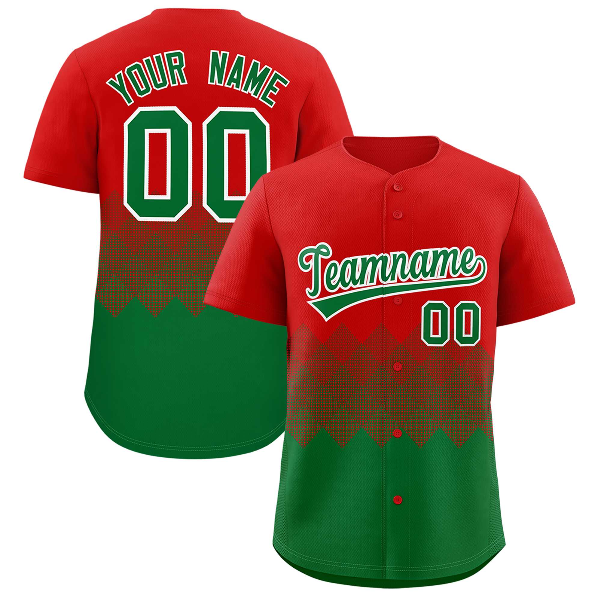 Custom Red Kelly Green Grid Blur Pattern Authentic Baseball Jersey| KXKSHOP