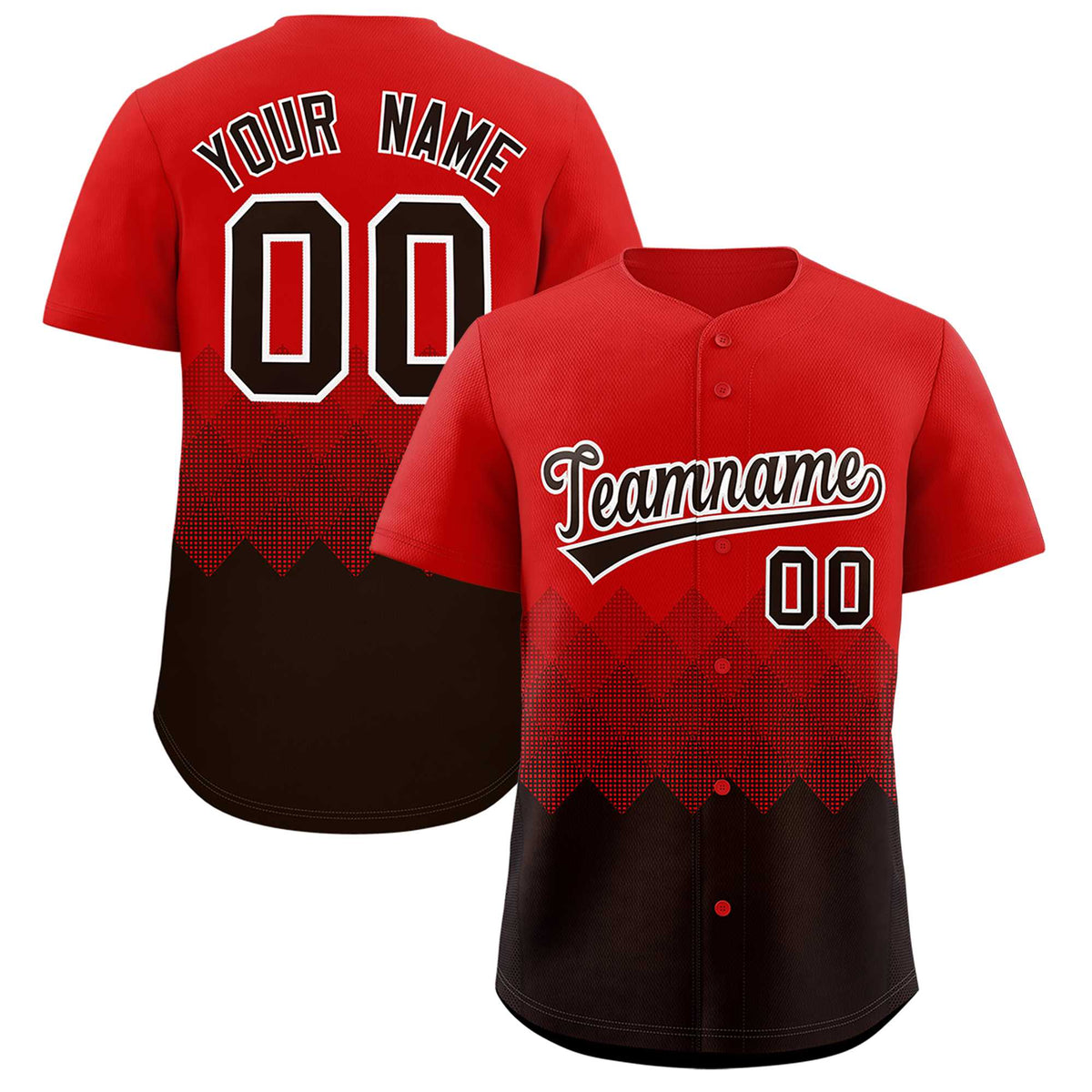 Custom Red Brown Grid Blur Pattern Authentic Baseball Jersey| KXKSHOP