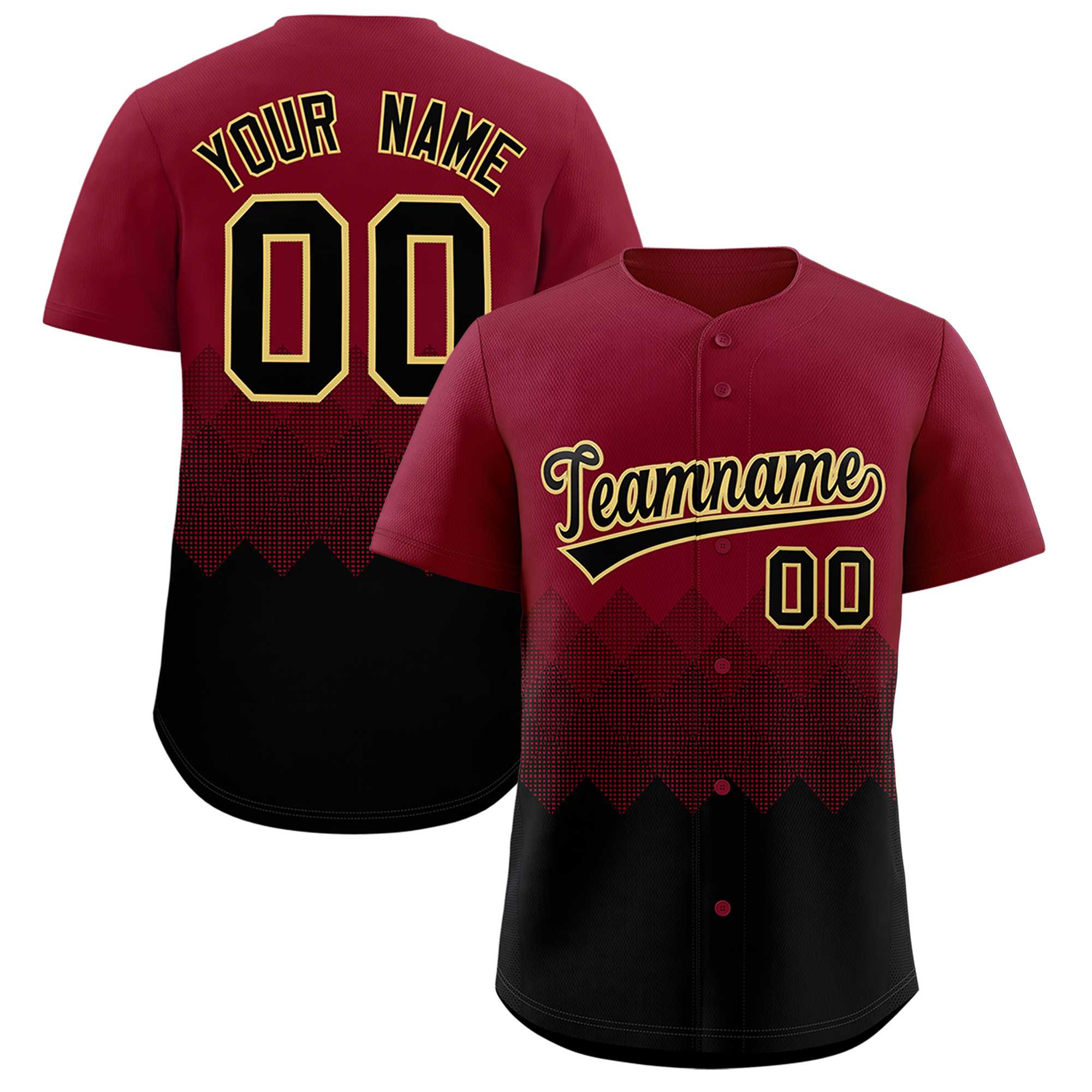 Custom Crimson Black Grid Blur Pattern Authentic Baseball Jersey| KXKSHOP