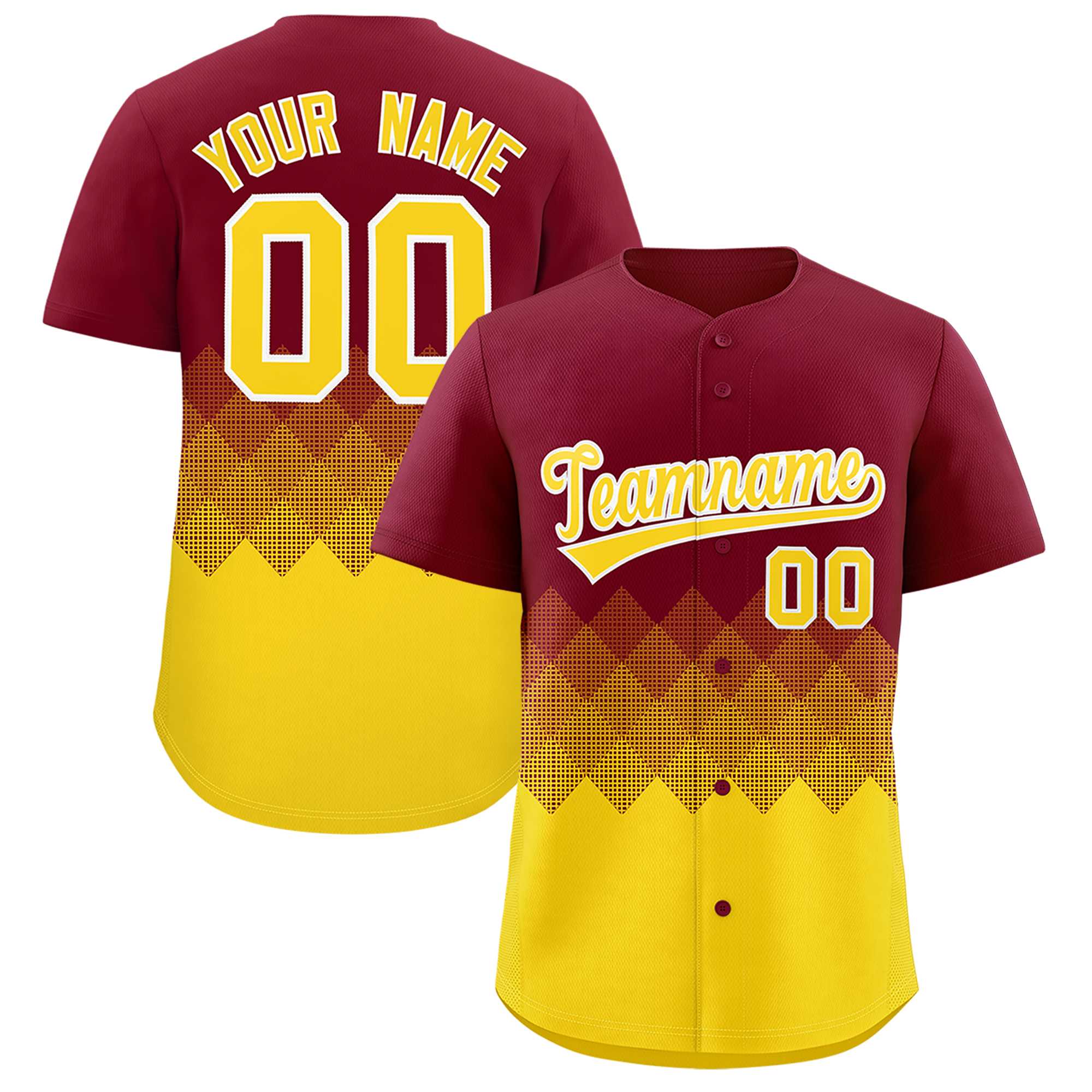 Custom Crimson Gold Grid Blur Pattern Authentic Baseball Jersey| KXKSHOP