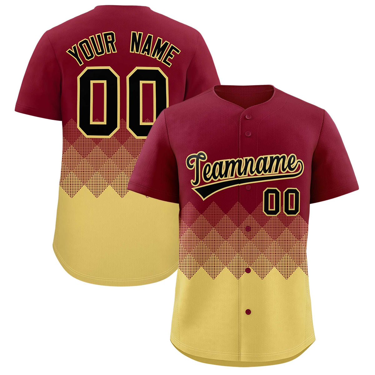 Custom Crimson Khaki Grid Blur Pattern Authentic Baseball Jersey| KXKSHOP