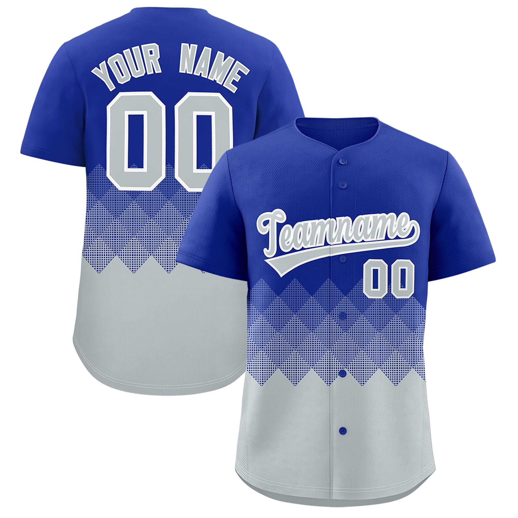 Custom Royal White Grid Blur Pattern Authentic Baseball Jersey| KXKSHOP