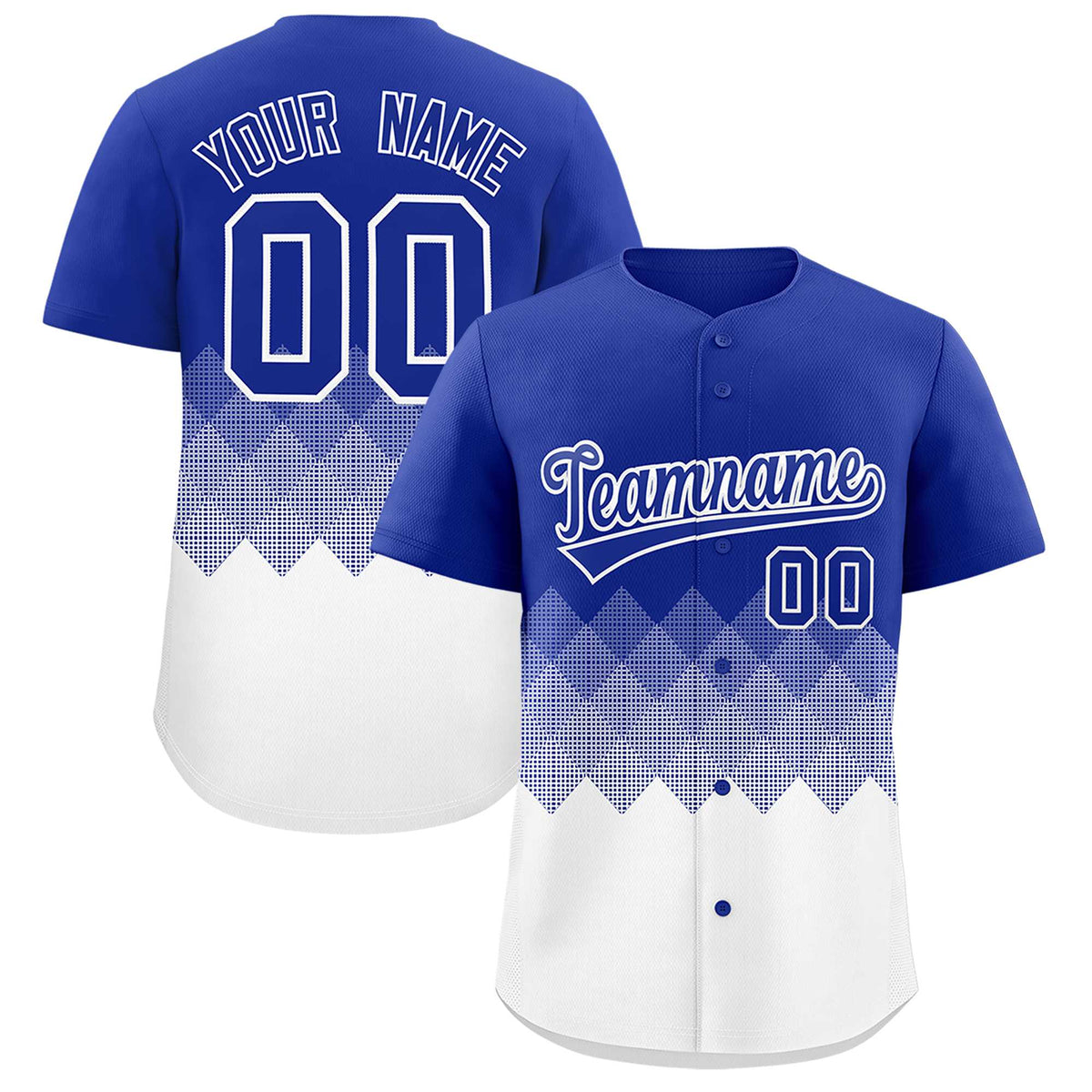 Custom Royal White Grid Blur Pattern Authentic Baseball Jersey| KXKSHOP