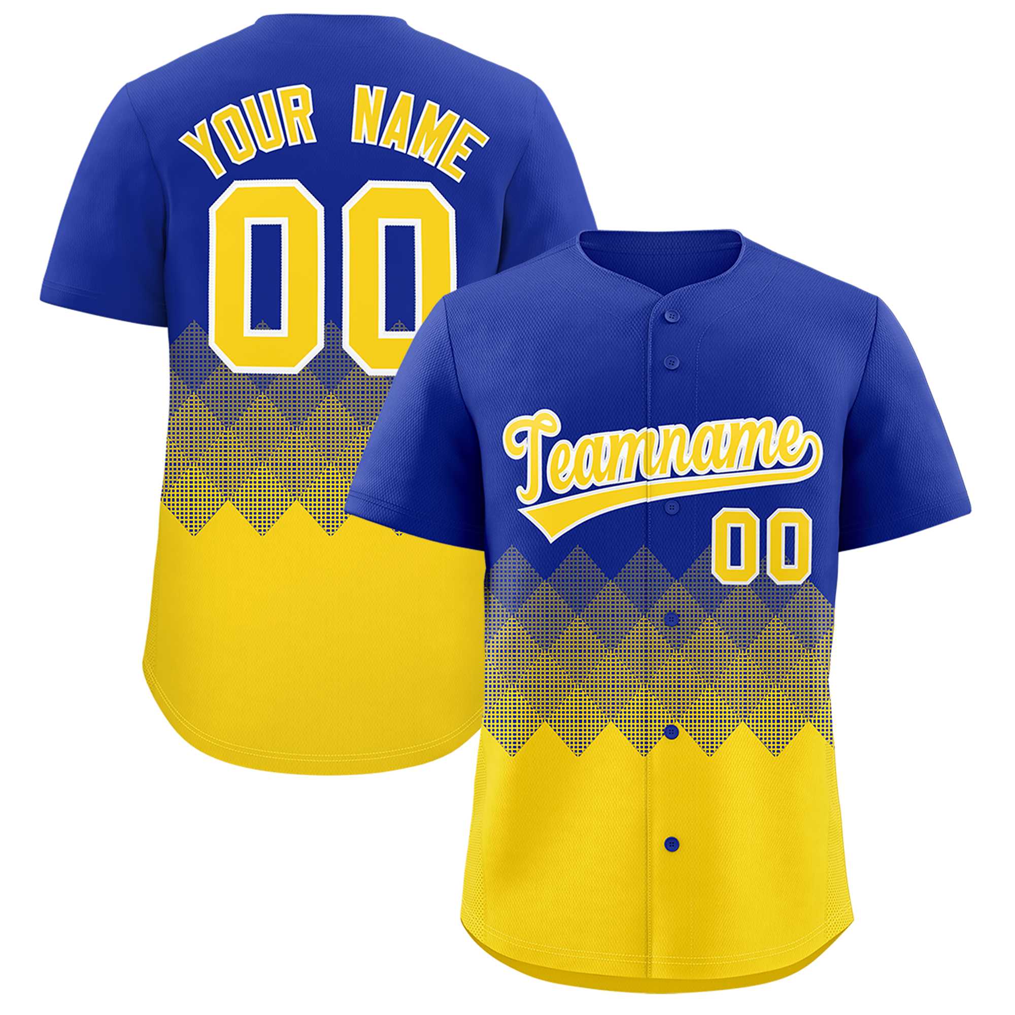 Custom Royal Gold Grid Blur Pattern Authentic Baseball Jersey| KXKSHOP