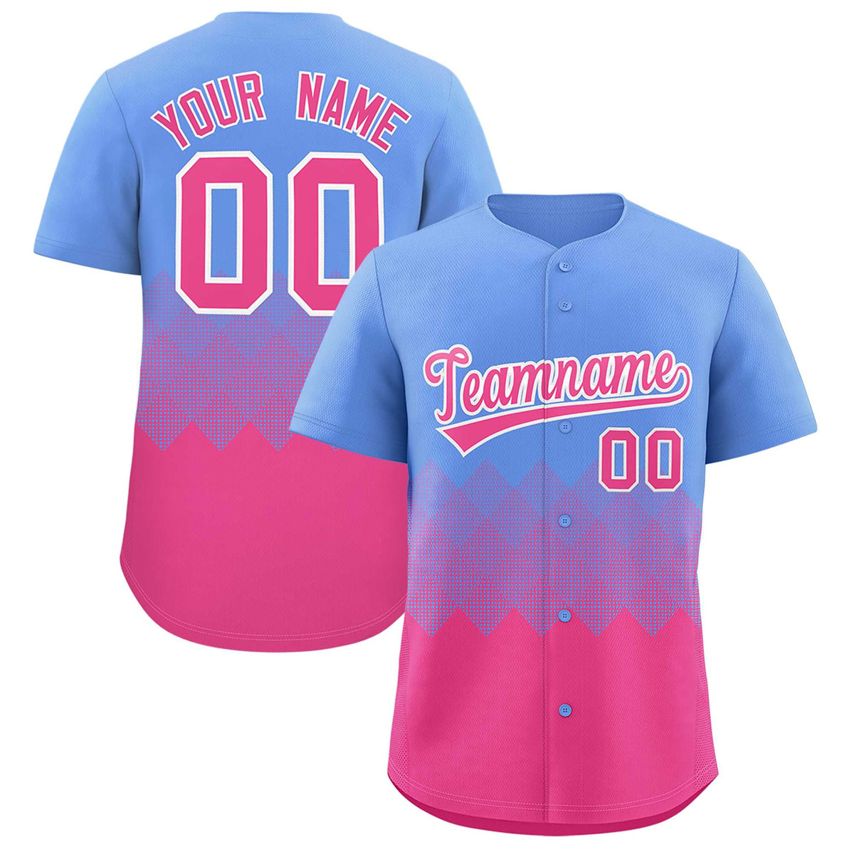 Custom Light Blue Pink Grid Blur Pattern Authentic Baseball Jersey| KXKSHOP