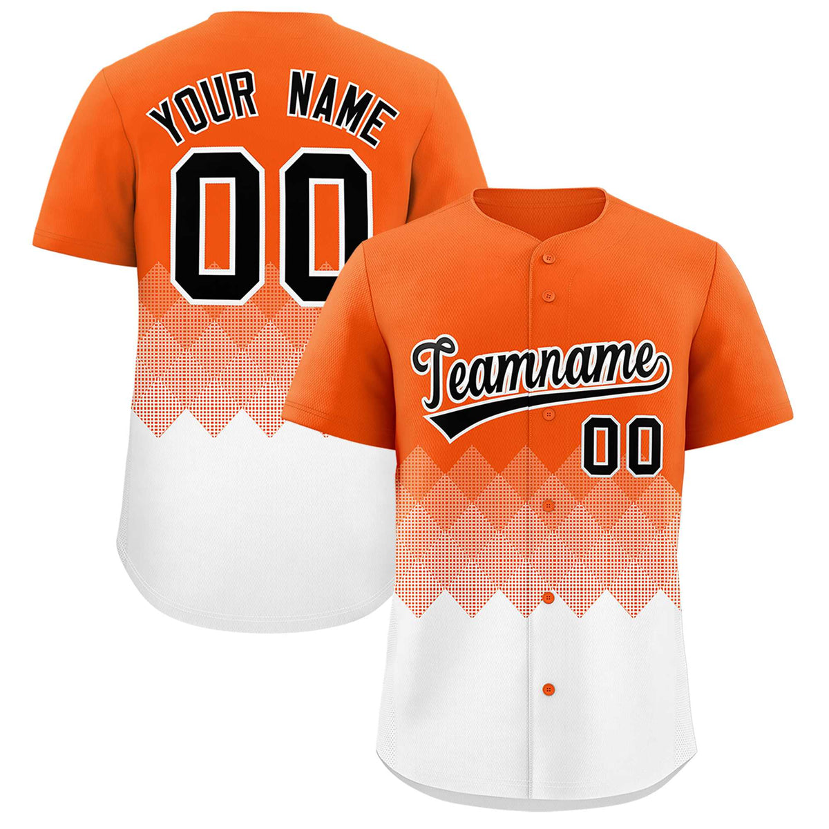 Custom Orange White Grid Blur Pattern Authentic Baseball Jersey| KXKSHOP