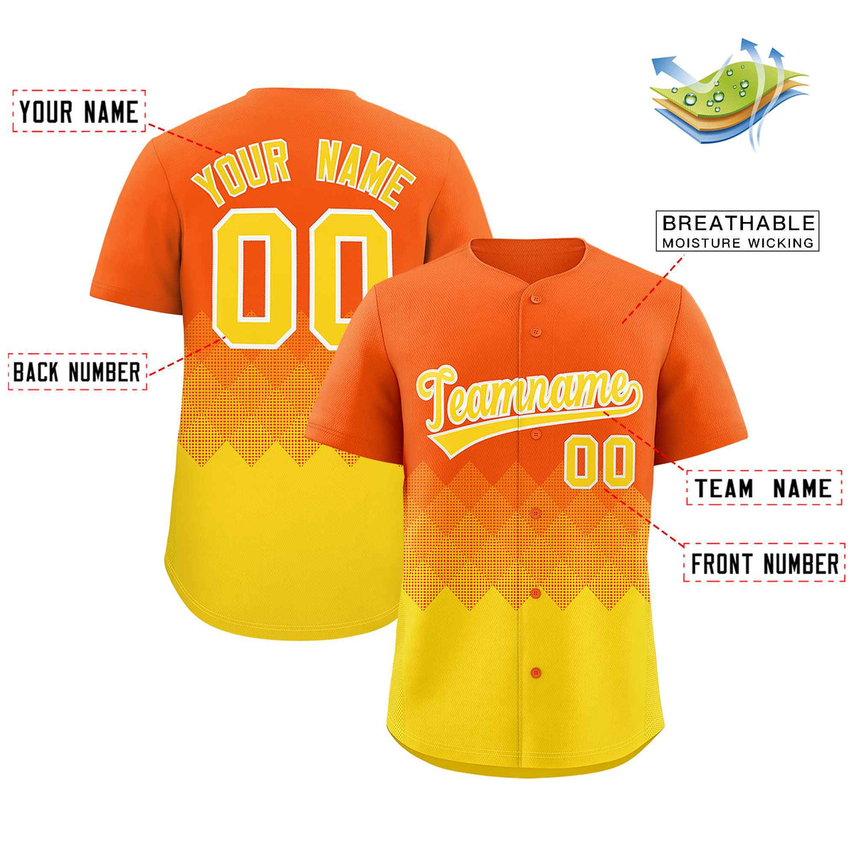 Custom Orange Gold Grid Blur Pattern Authentic Baseball Jersey| KXKSHOP