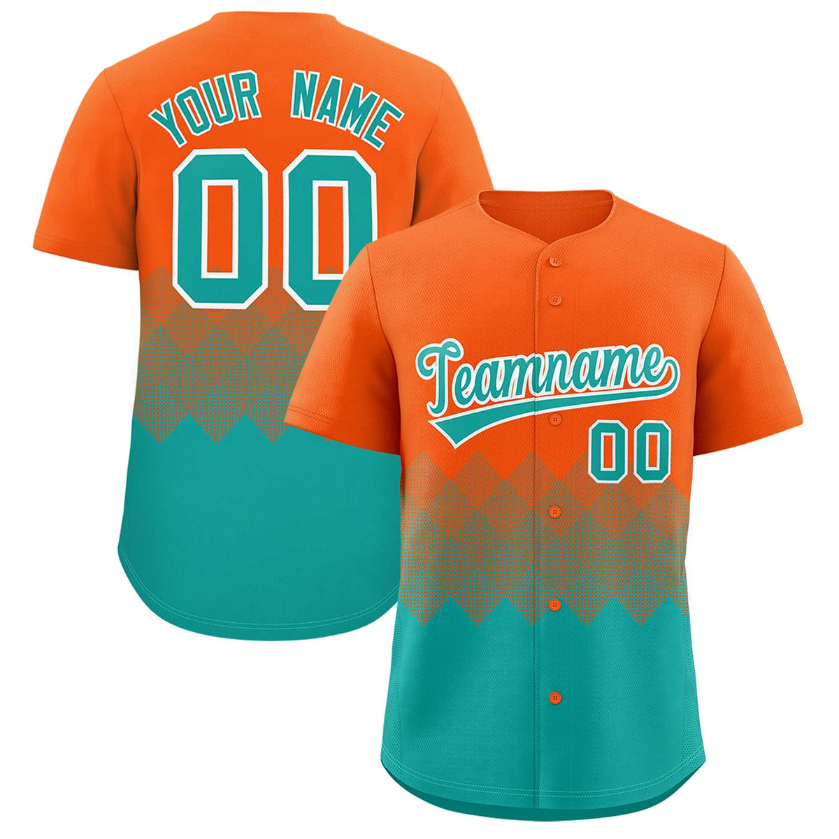 Custom Orange Aqua Grid Blur Pattern Authentic Baseball Jersey| KXKSHOP