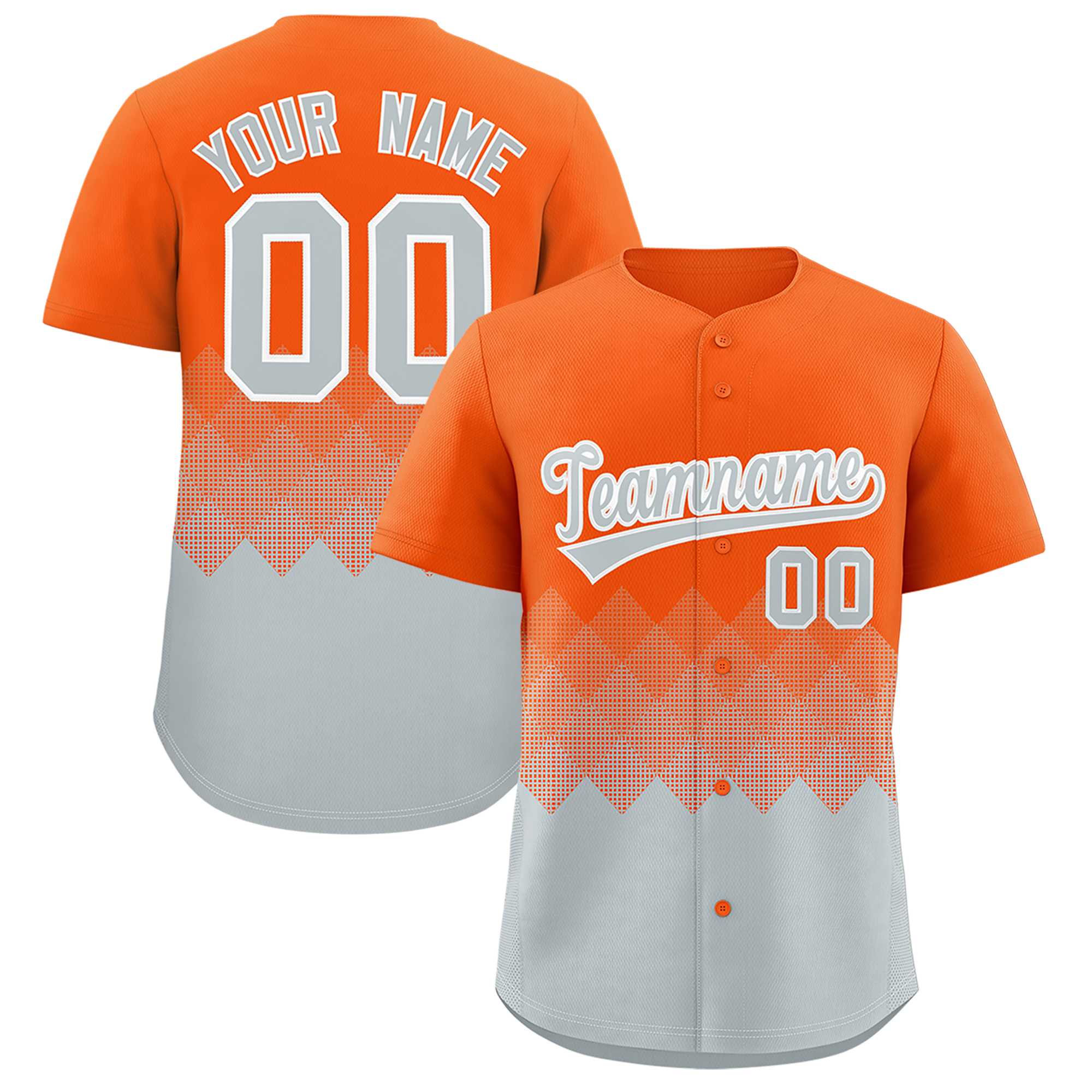 Custom Orange Silver Grid Blur Pattern Authentic Baseball Jersey| KXKSHOP