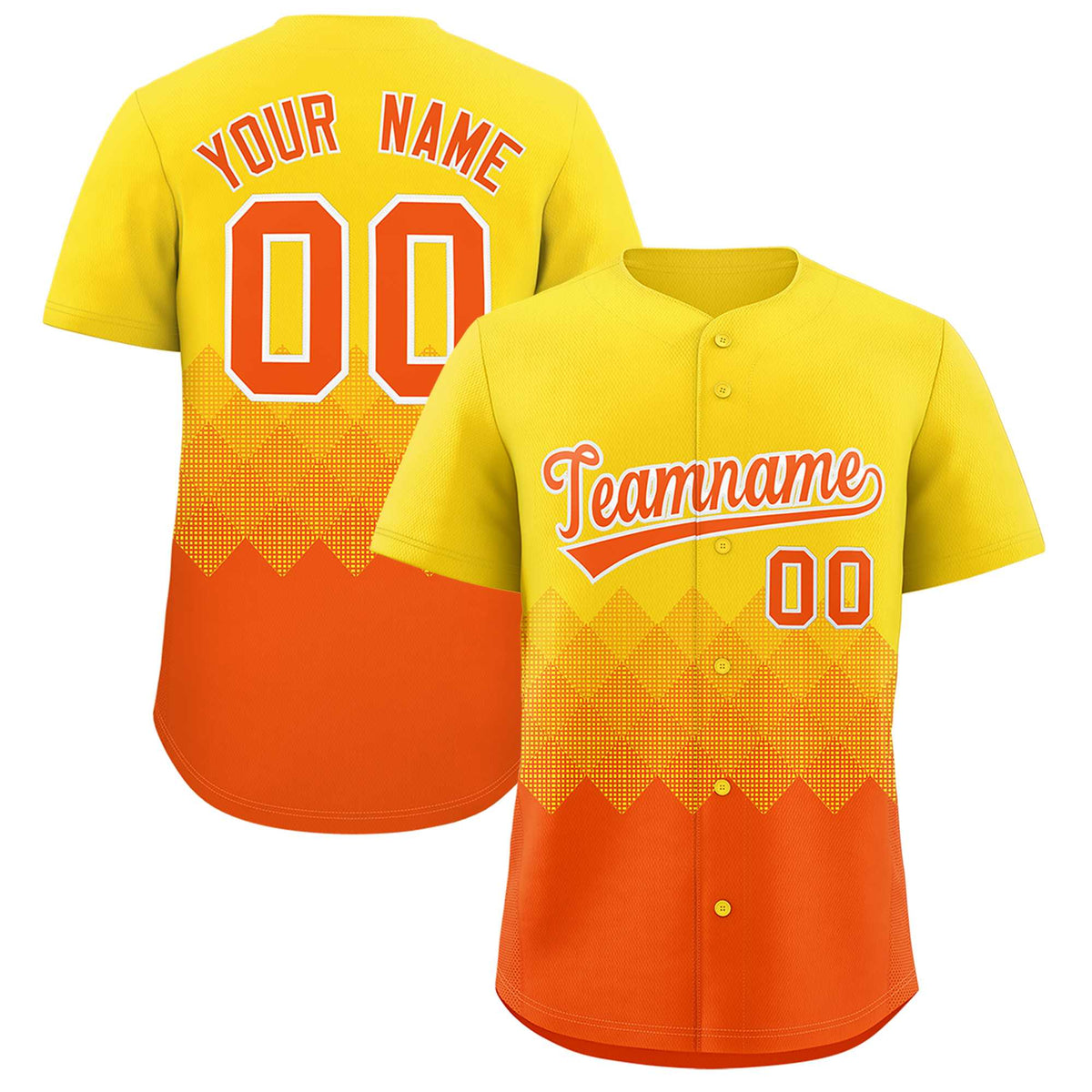 Custom Gold Orange Grid Blur Pattern Authentic Baseball Jersey| KXKSHOP