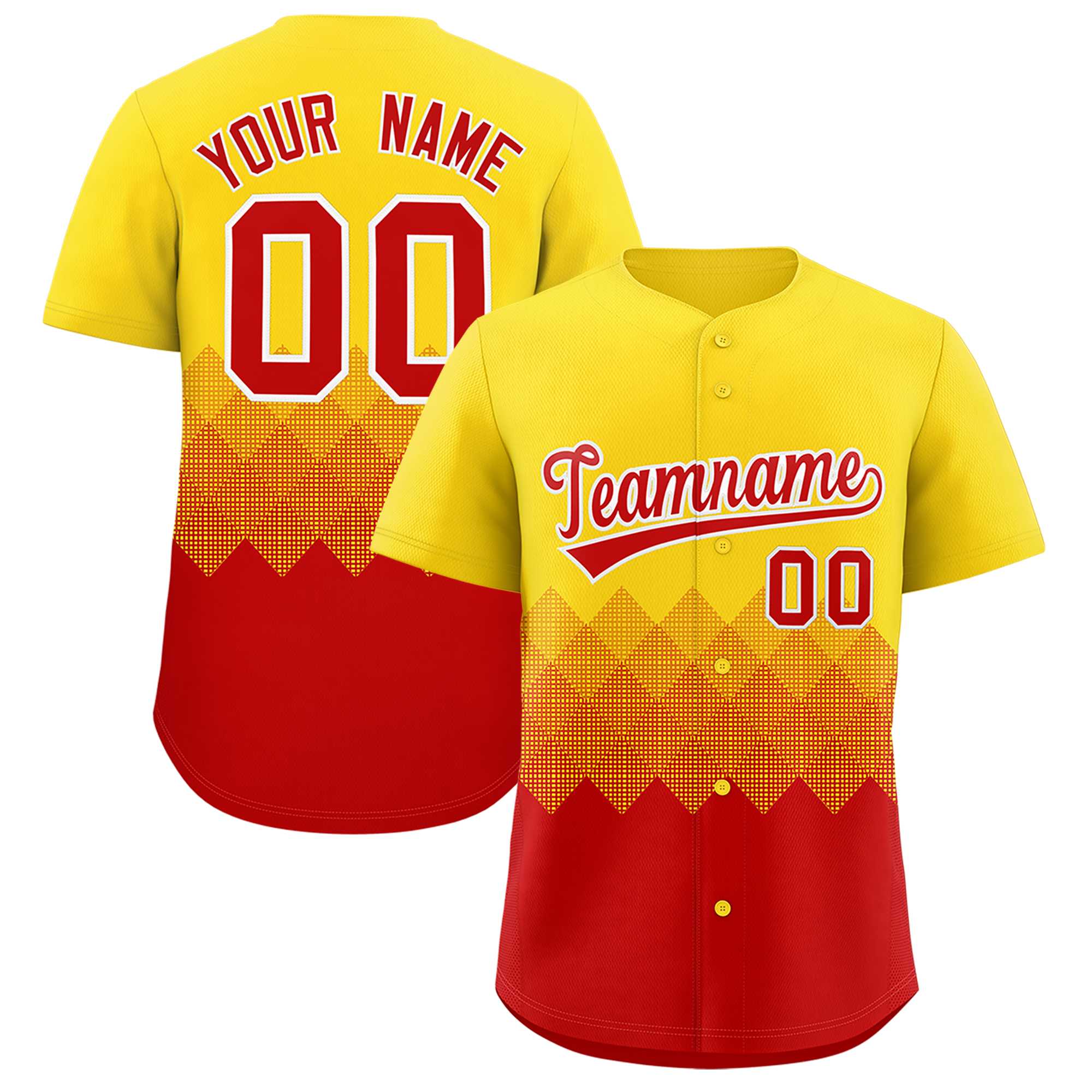 Custom Gold Red Grid Blur Pattern Authentic Baseball Jersey| KXKSHOP