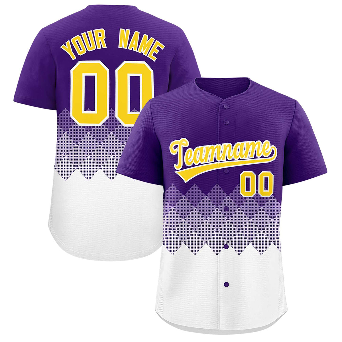 Custom Purple White Grid Blur Pattern Authentic Baseball Jersey| KXKSHOP