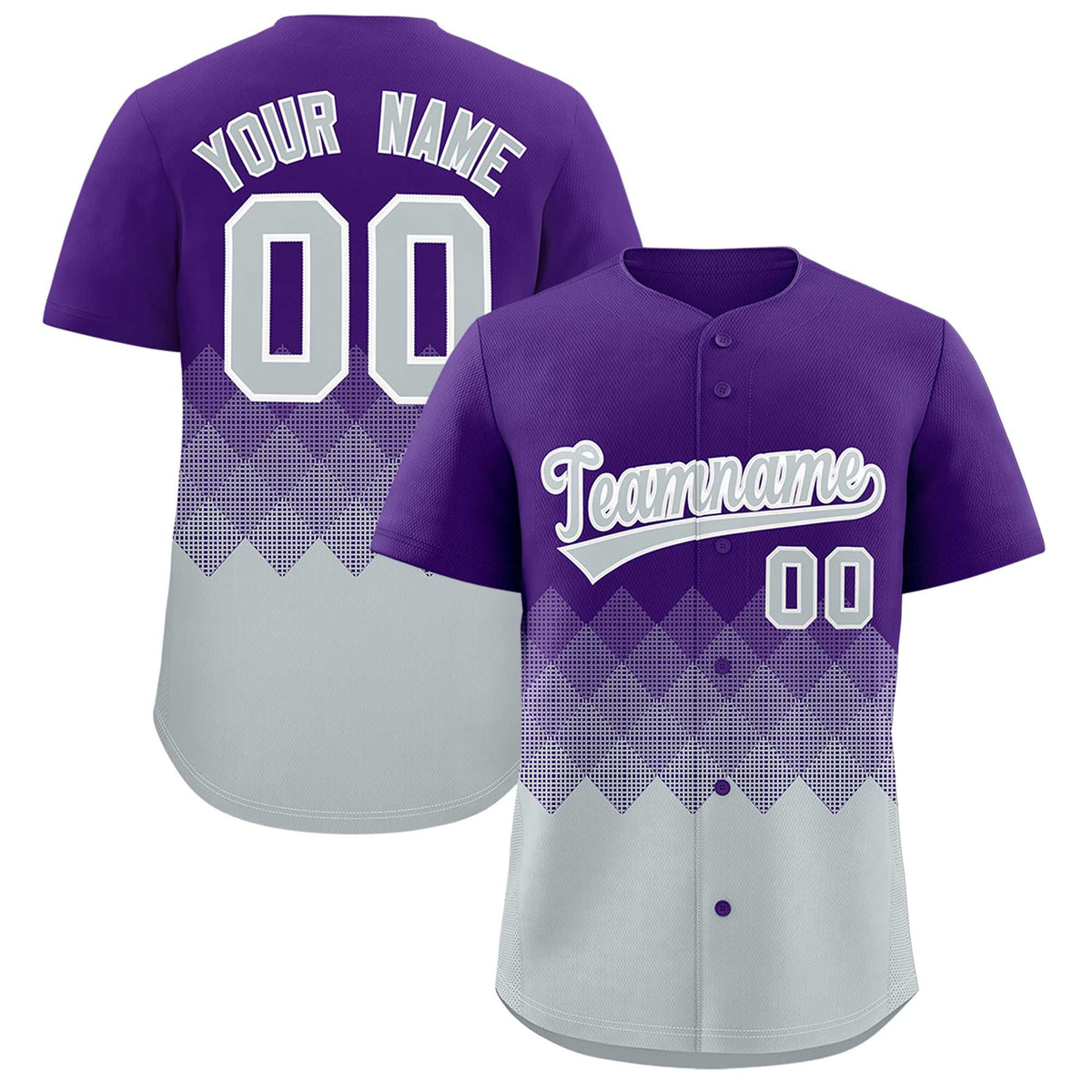 Custom Purple Silver Grid Blur Pattern Authentic Baseball Jersey| KXKSHOP