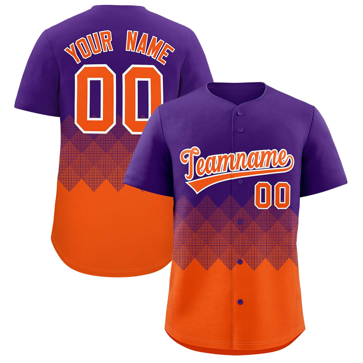 Custom Purple Orange Grid Blur Pattern Authentic Baseball Jersey| KXKSHOP