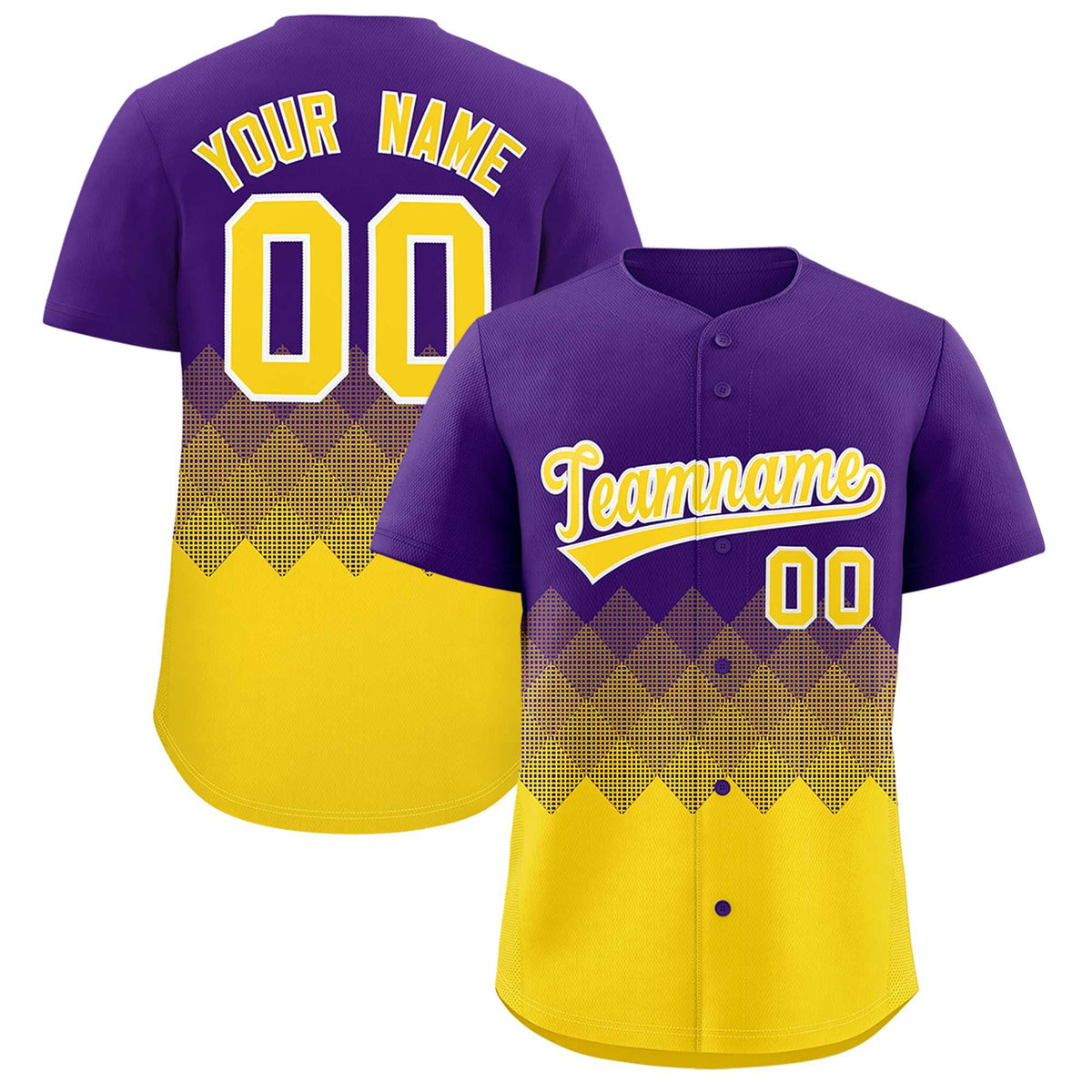 Custom Purple Gold Grid Blur Pattern Authentic Baseball Jersey| KXKSHOP