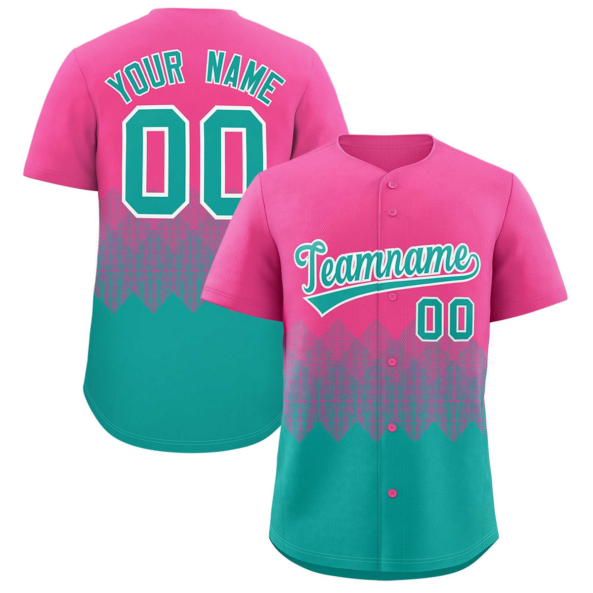 Custom Pink Aqua Grid Blur Pattern Authentic Baseball Jersey| KXKSHOP