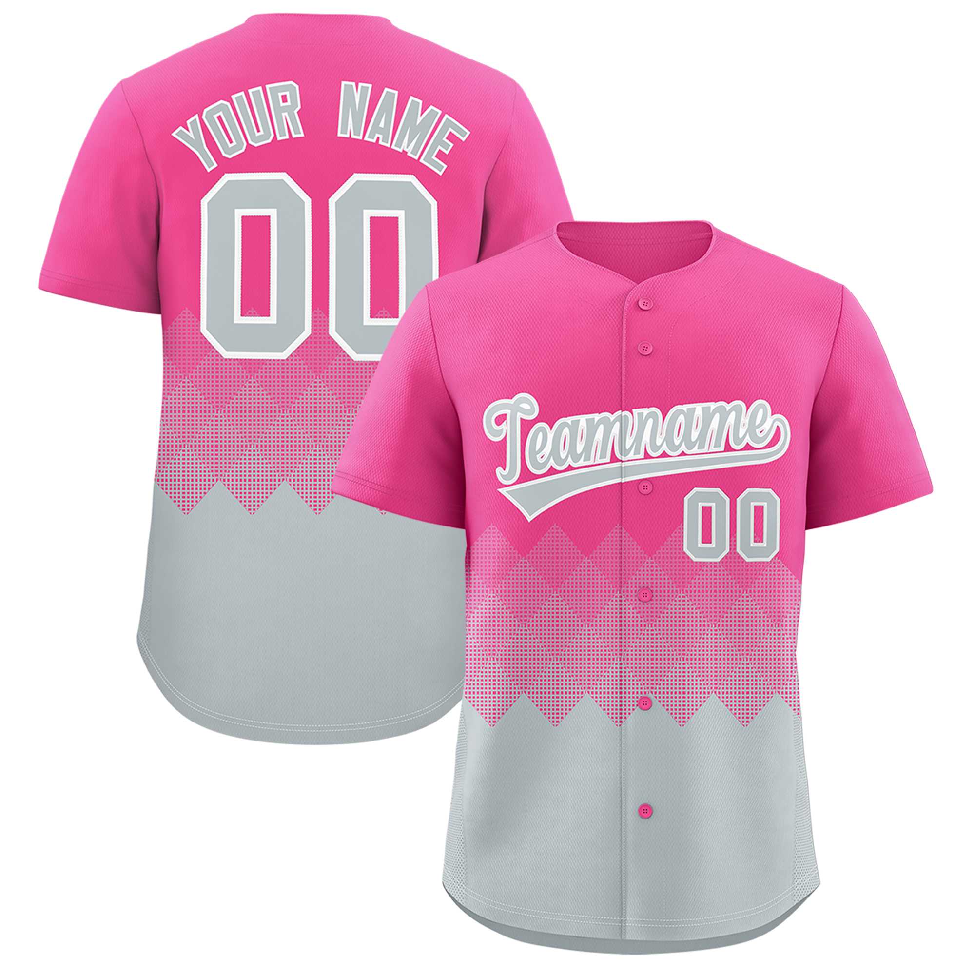 Custom Pink Silver Grid Blur Pattern Authentic Baseball Jersey| KXKSHOP
