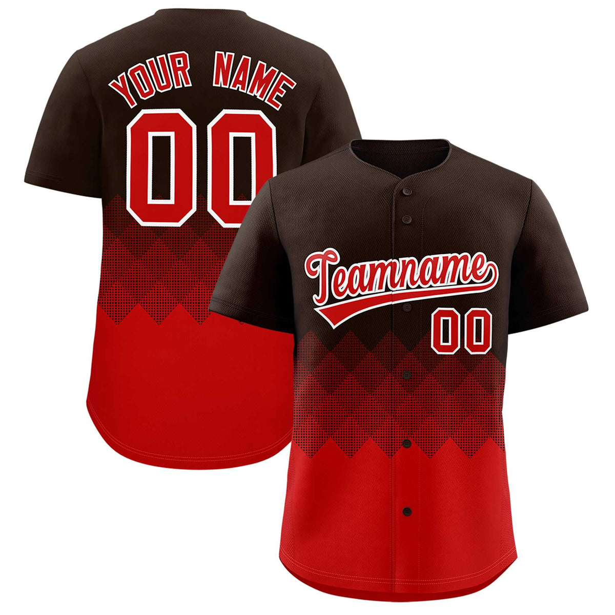 Custom Brown Red Grid Blur Pattern Authentic Baseball Jersey| KXKSHOP