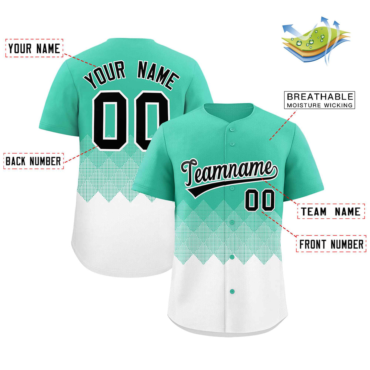 Custom Bright Green White Grid Blur Pattern Authentic Baseball Jersey| KXKSHOP