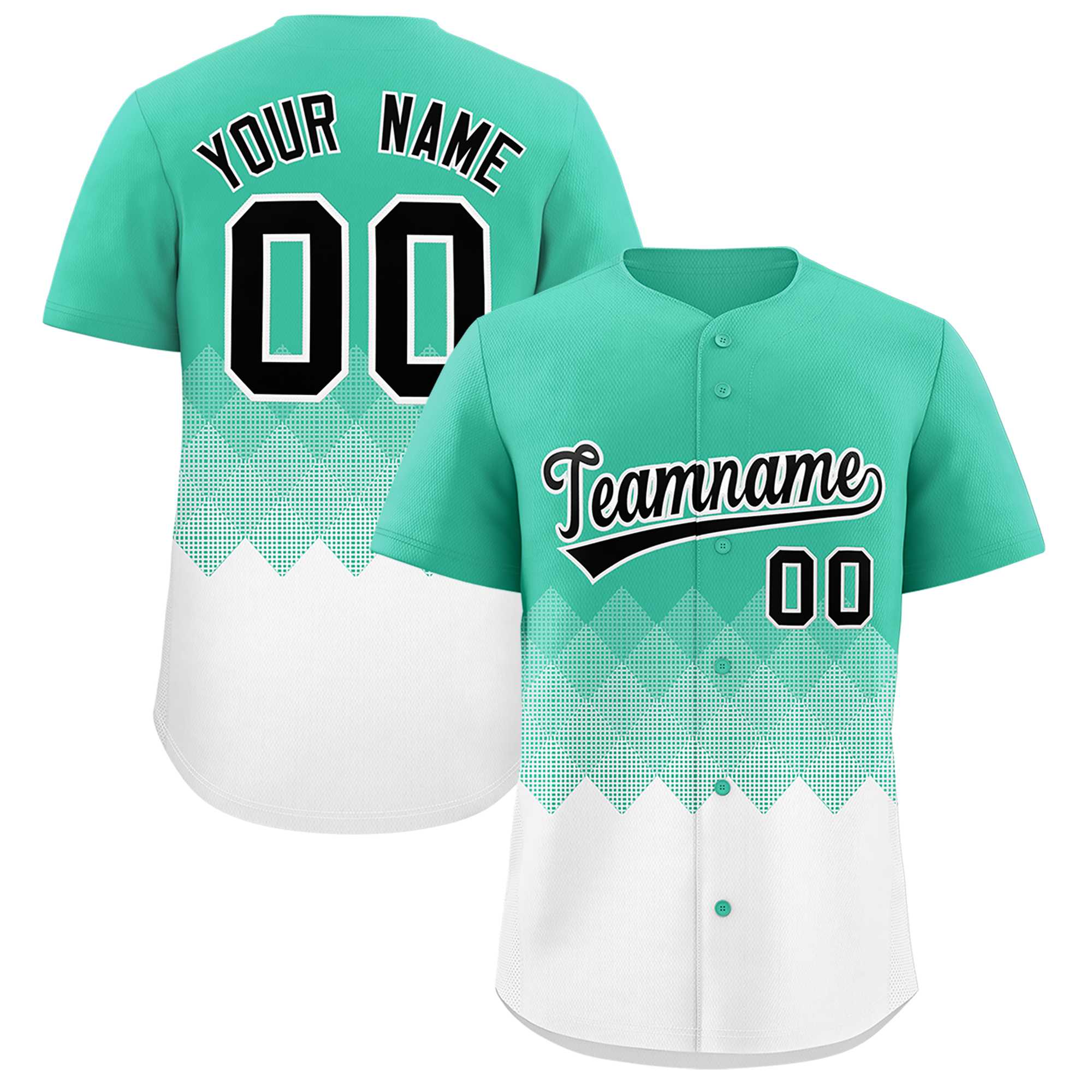 Custom Bright Green White Grid Blur Pattern Authentic Baseball Jersey| KXKSHOP