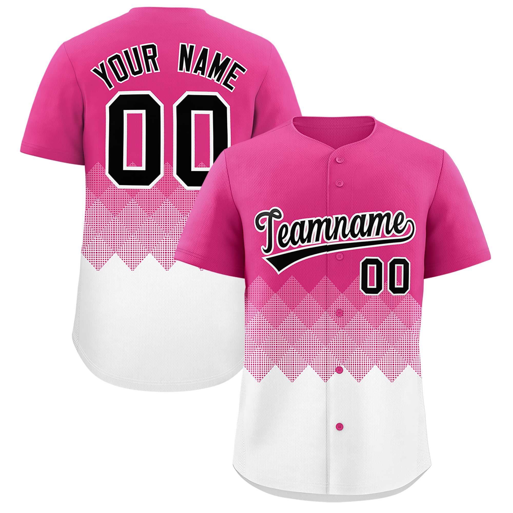 Custom Rose Red White Grid Blur Pattern Authentic Baseball Jersey| KXKSHOP