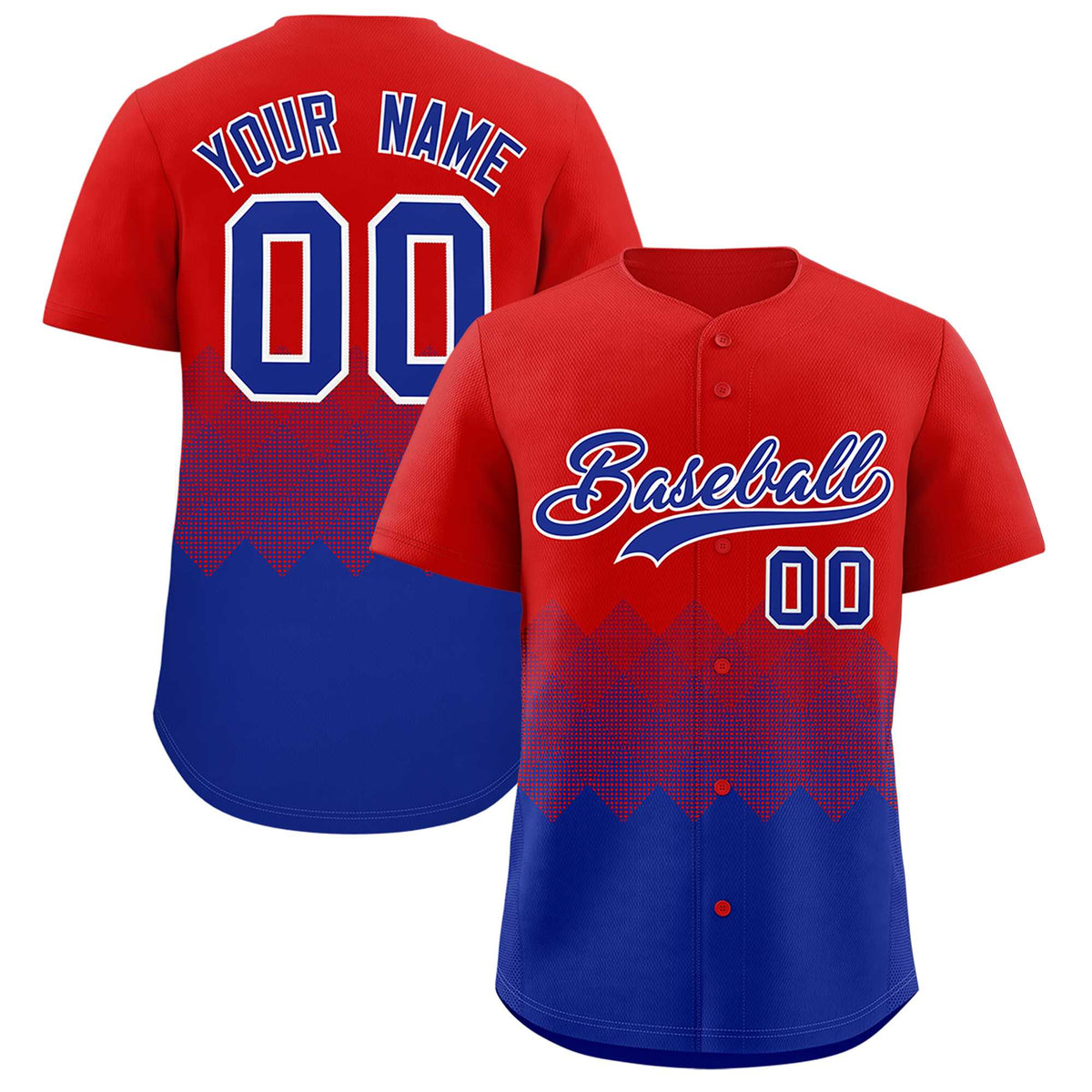 Custom Red Royal Grid Blur Pattern Authentic Baseball Jersey| KXKSHOP