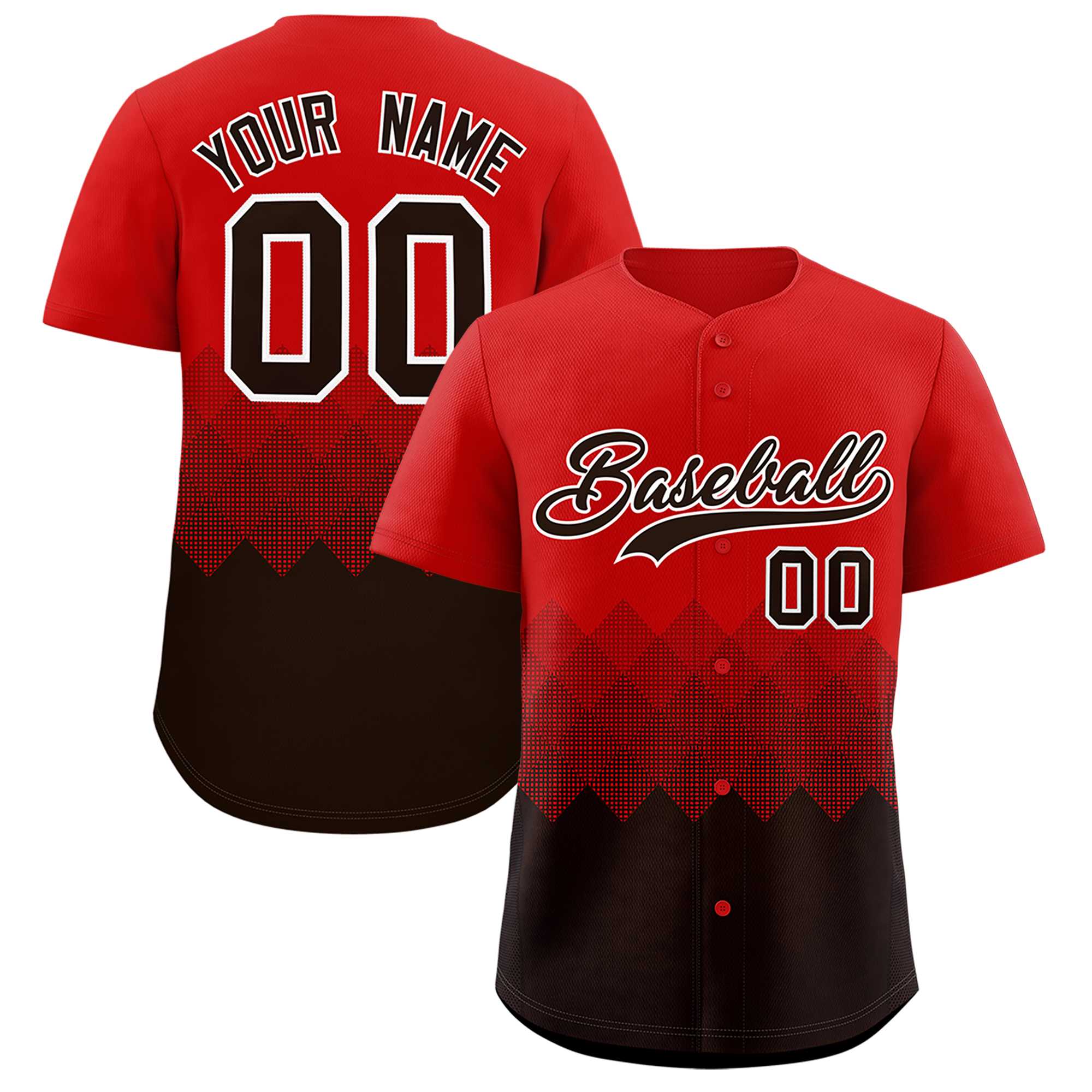 Custom Red Brown Grid Blur Pattern Authentic Baseball Jersey| KXKSHOP